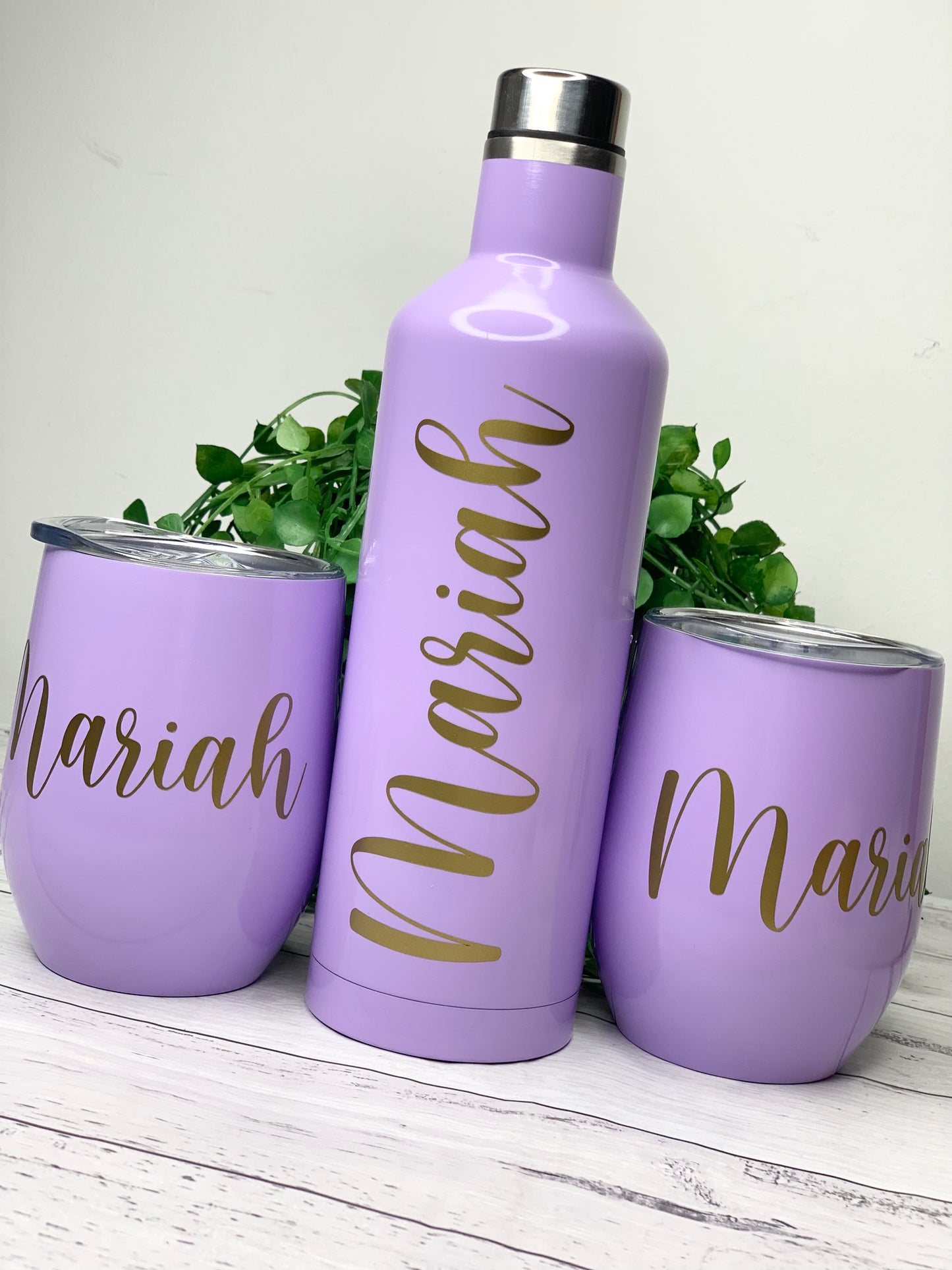 Tumbler Wine Gift set/Stainless steel Insulated tumbler drink bottle cute gift set Purple