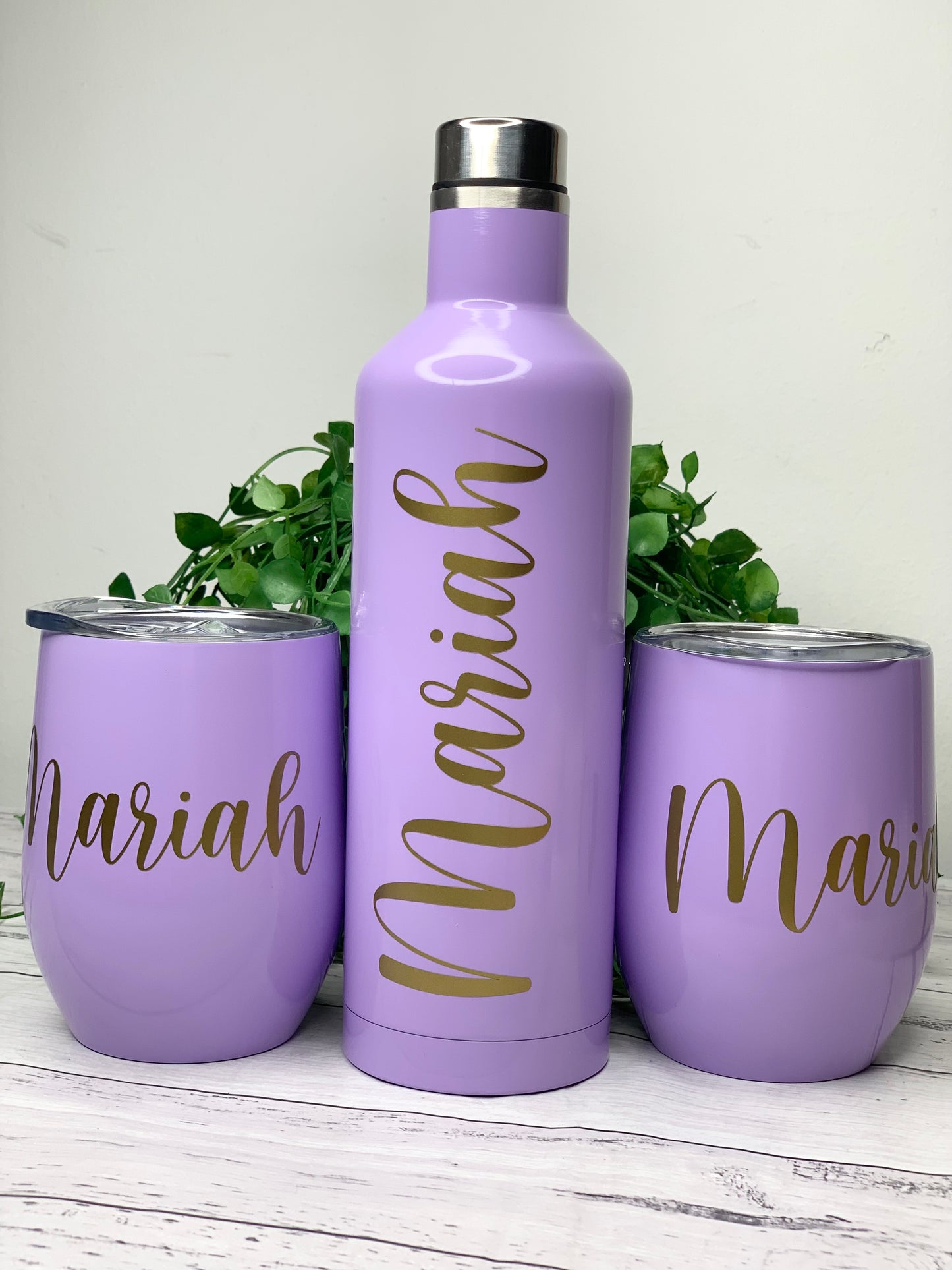 Tumbler Wine Gift set/Stainless steel Insulated tumbler drink bottle cute gift set Purple