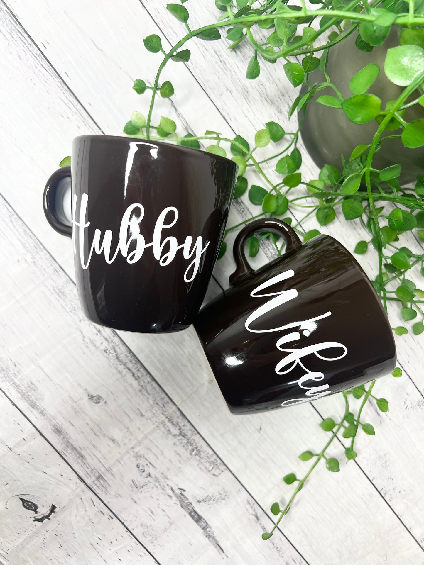 Hubby and wifey mug couple set Brown coffee cup