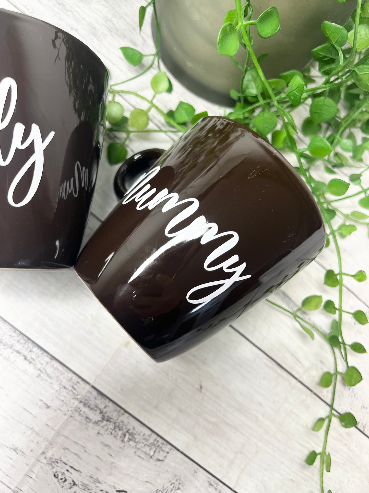 Mummy and Daddy mug couple set Brown coffee cup