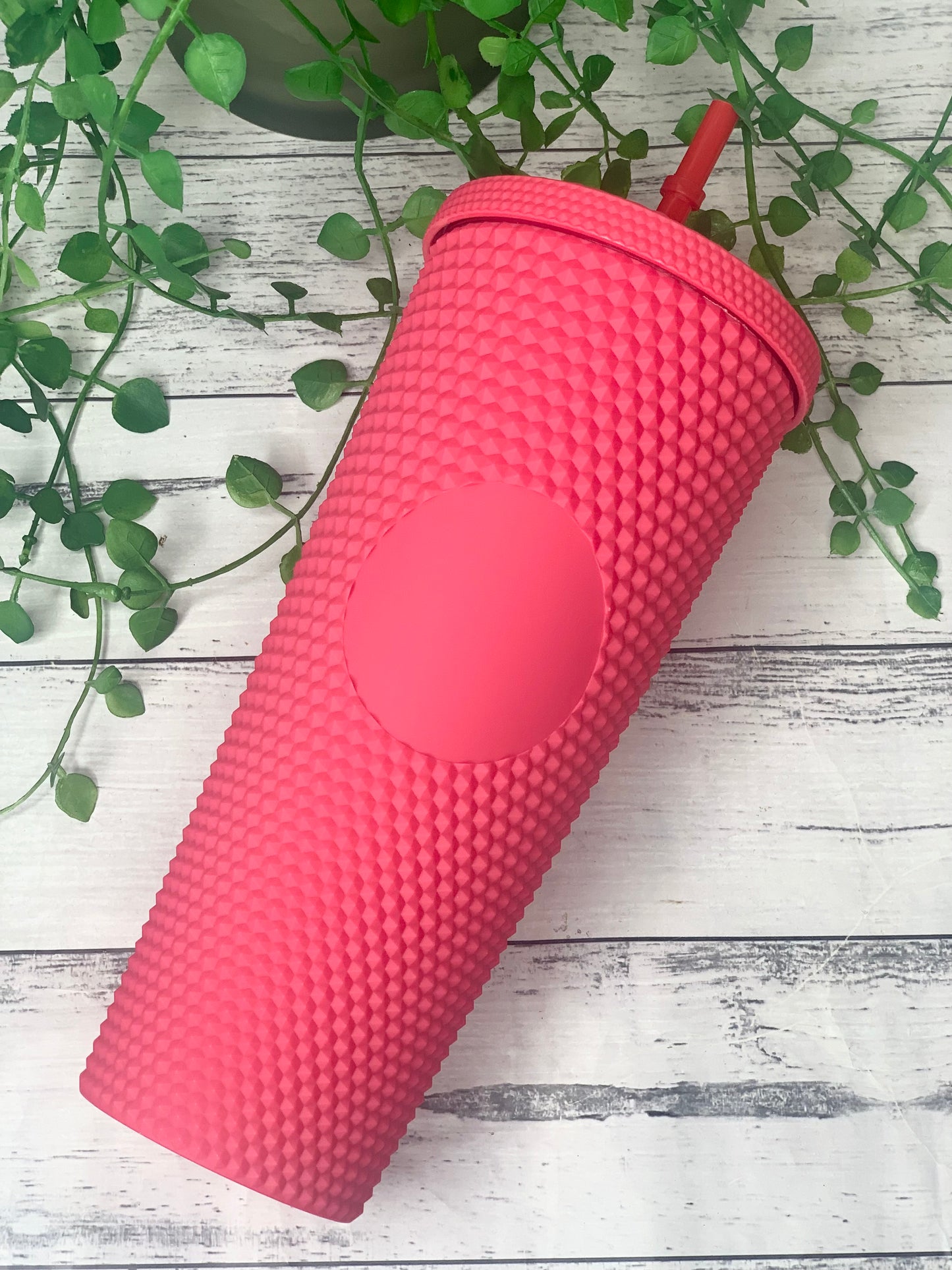Acrylic studded  Pink Tumbler with Straw 24oz - 710ml