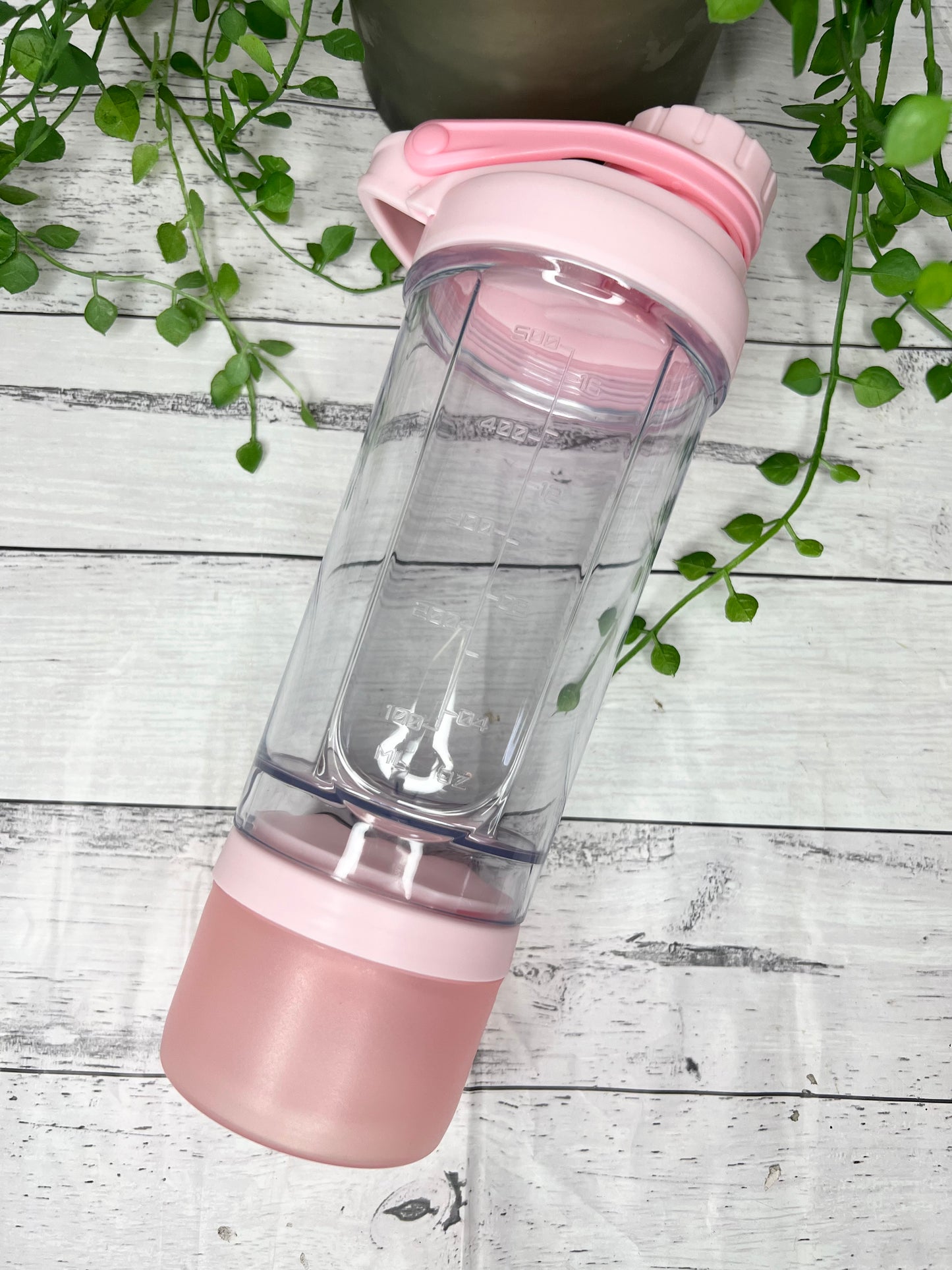 Pink 500ml Shaker Bottle Protein Sport Fitness with Shaker and protein powder holder