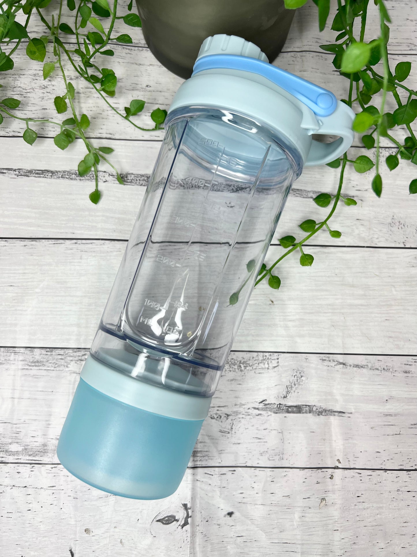 Blue 500ml Shaker Bottle Protein Sport Fitness with Shaker and protein powder holder