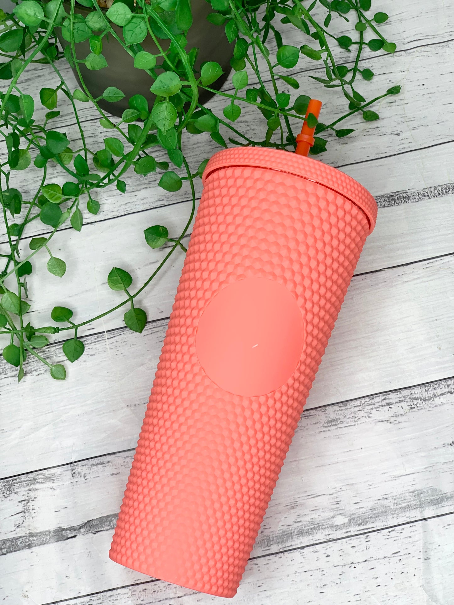 Acrylic studded Coral Tumbler with Straw 24oz - 710ml