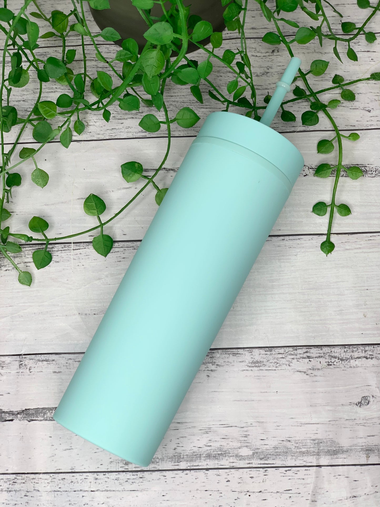 Green Acrylic Tumbler with Straw 16oz - 473ml