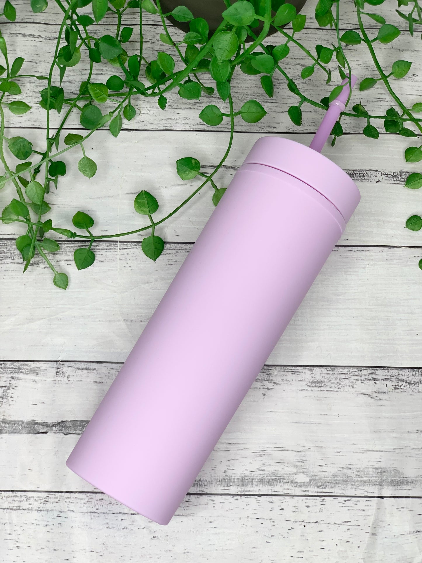 Purple Acrylic Tumbler with Straw 16oz - 473ml