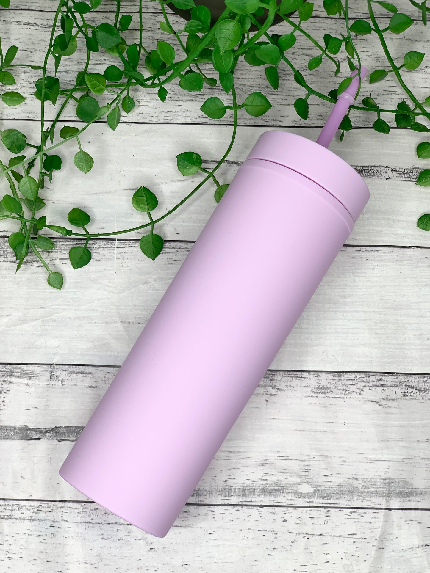 Purple Acrylic Tumbler with Straw 16oz - 473ml