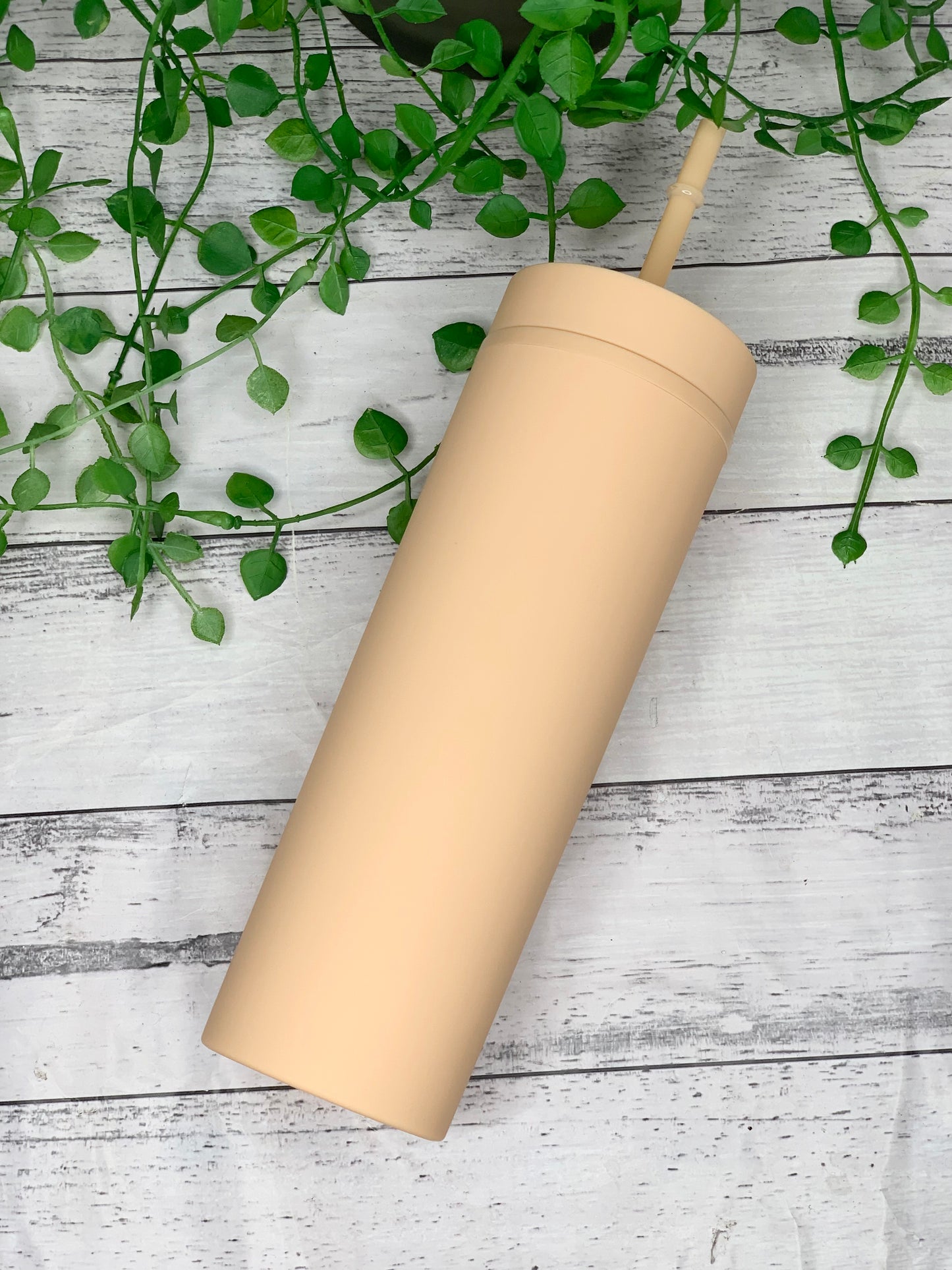 Orange Acrylic Tumbler with Straw 16oz - 473ml