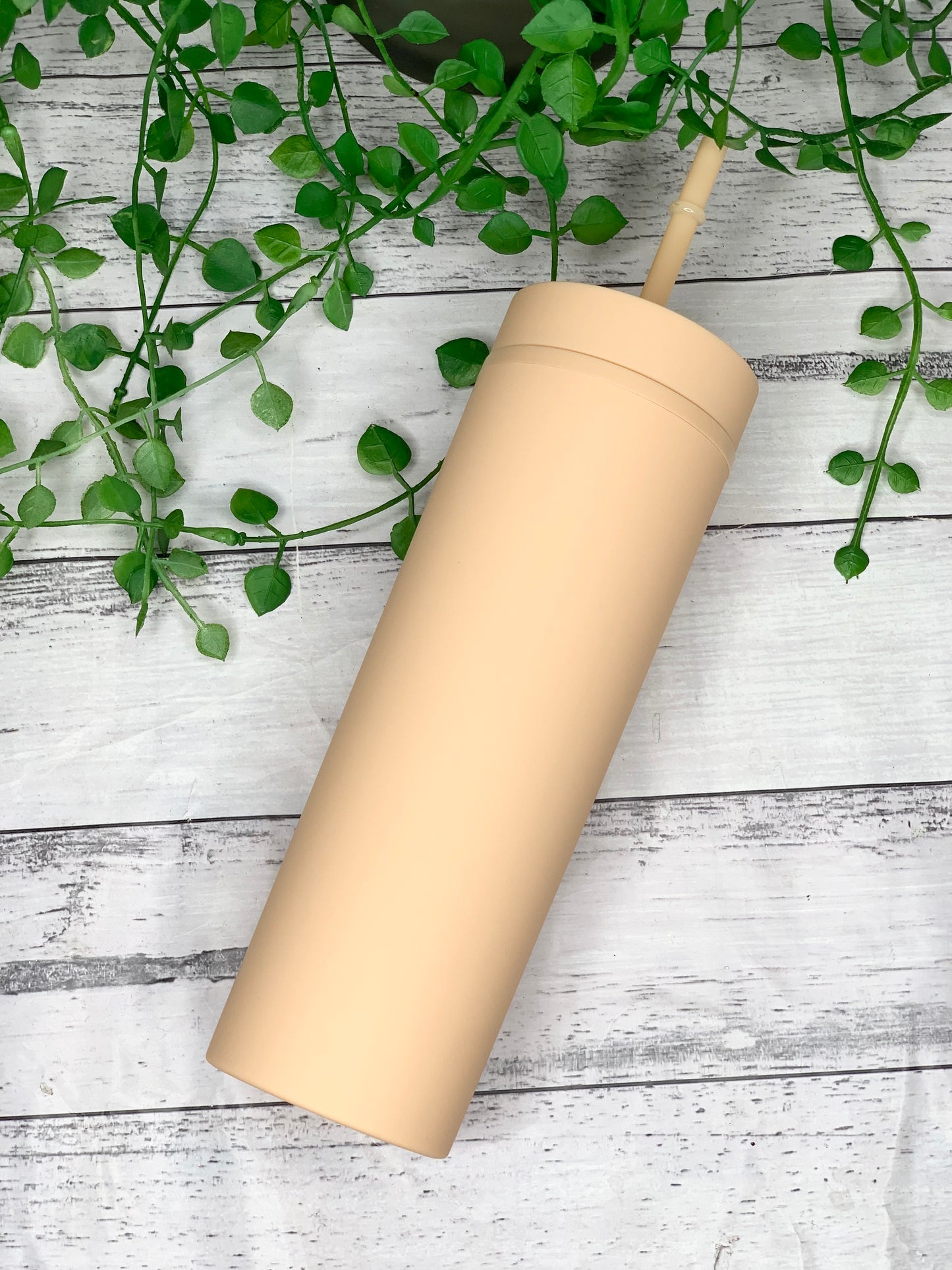 Orange Acrylic Tumbler with Straw 16oz - 473ml