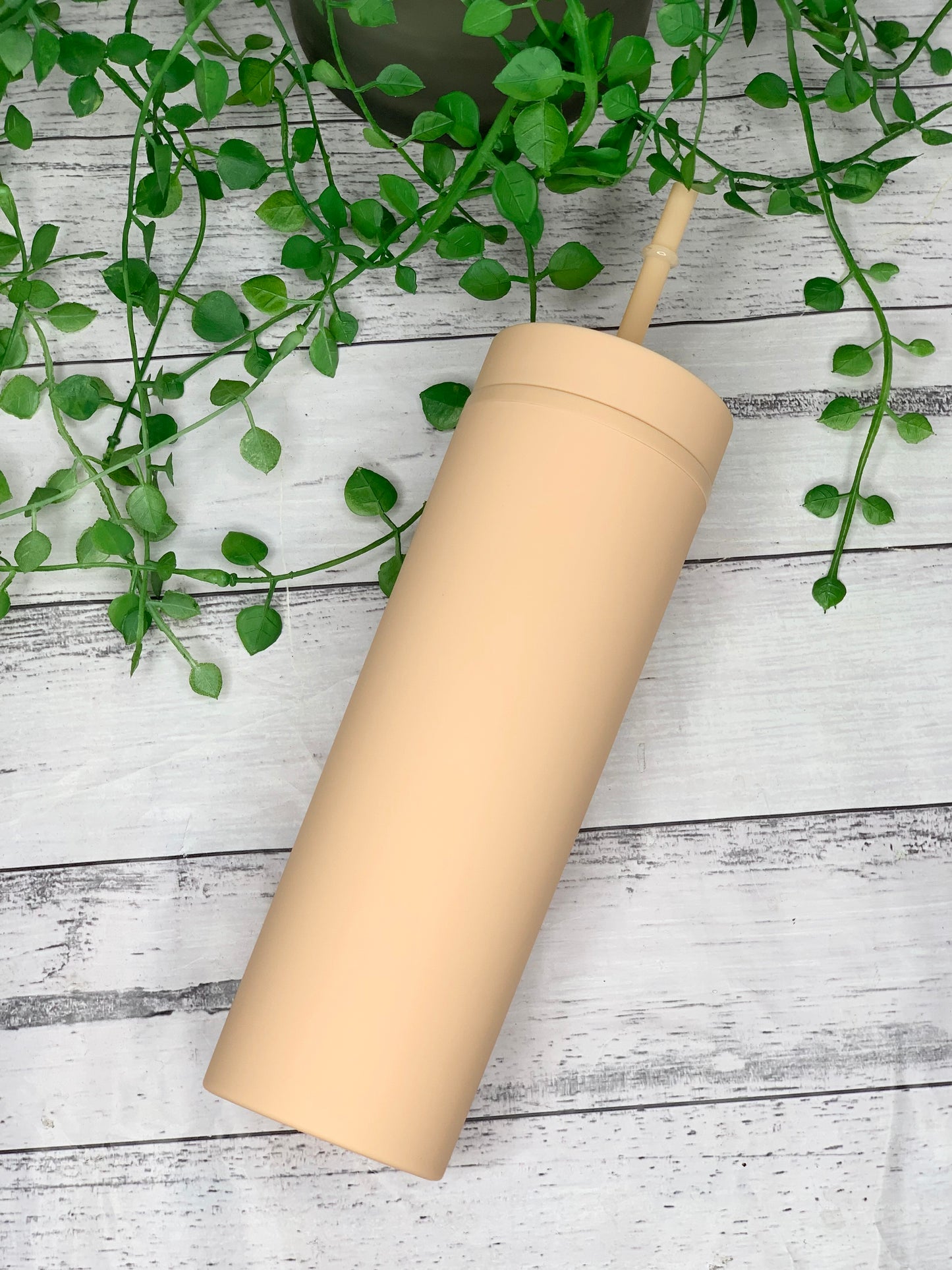 Orange Acrylic Tumbler with Straw 16oz - 473ml