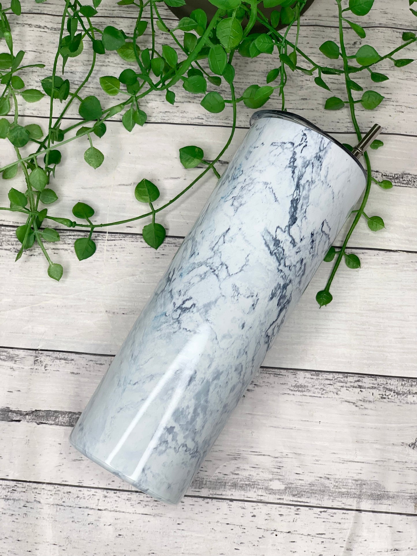 Marble Tumbler 600ml Stainless Steel Insulated Tumbler drink bottle With Stainless steel straw