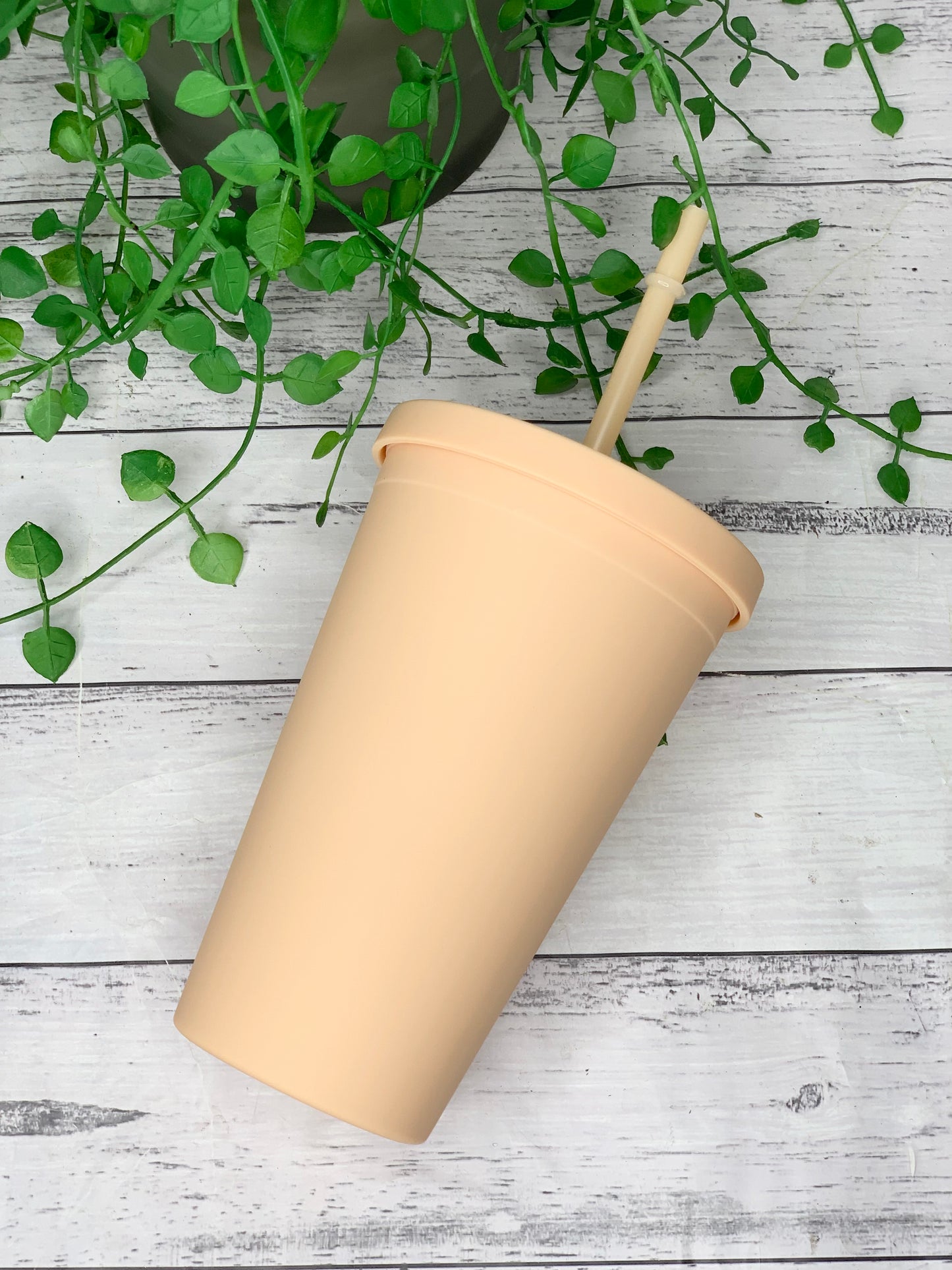Orange Acrylic Tumbler with Straw 16oz - 473ml