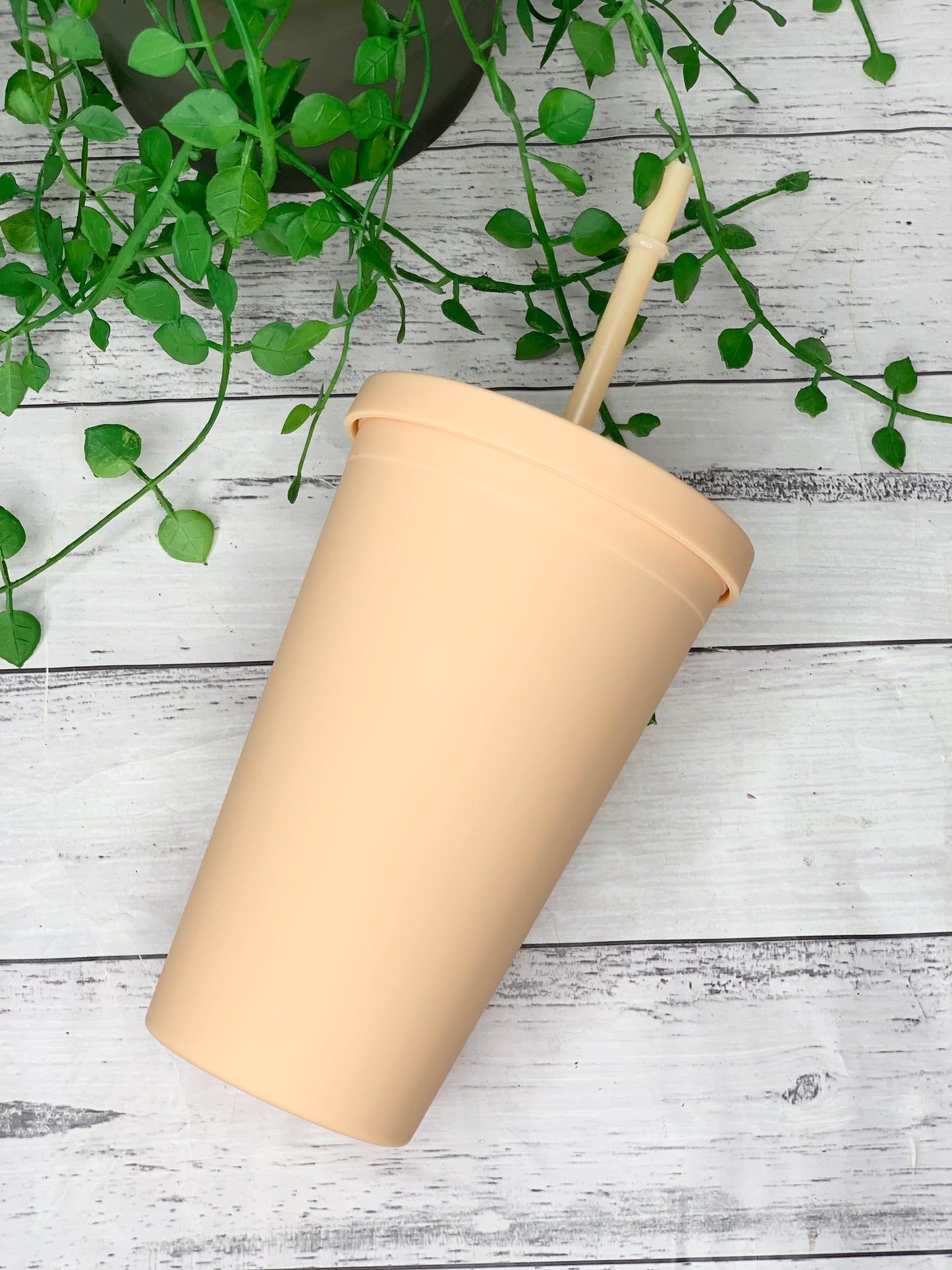 Orange Acrylic Tumbler with Straw 16oz - 473ml