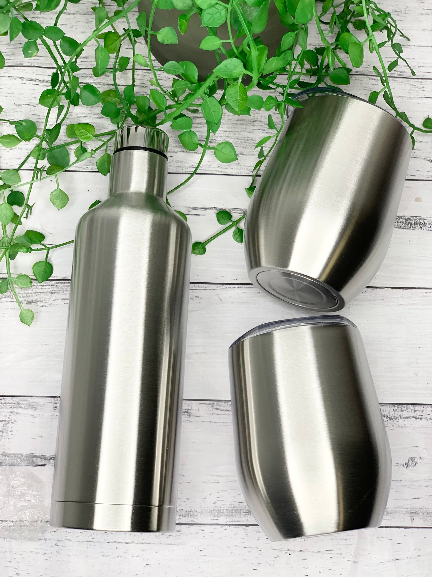 Tumbler Wine Gift set/Stainless steel Insulated tumbler drink bottle set Silver