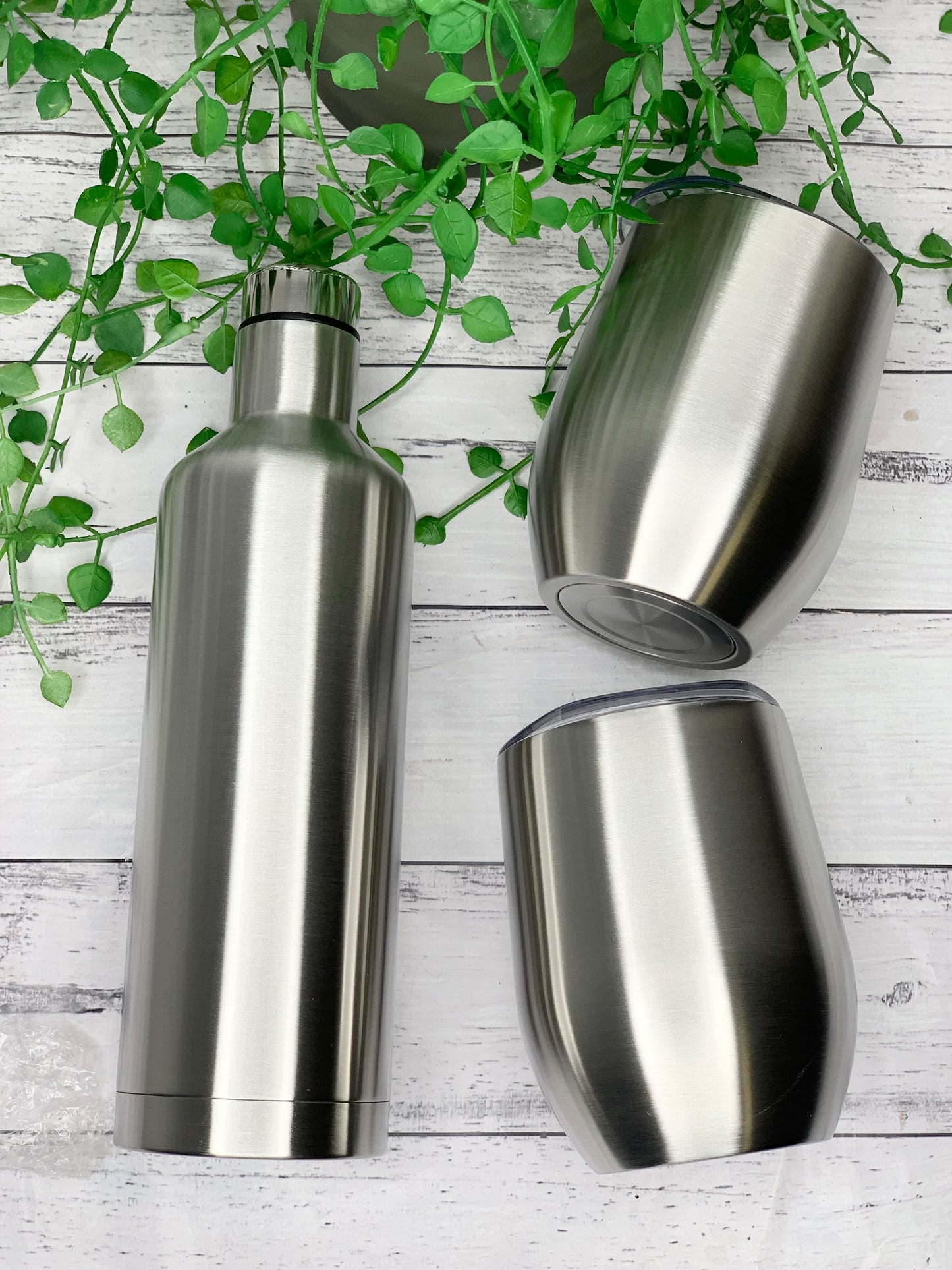 Tumbler Wine Gift set/Stainless steel Insulated tumbler drink bottle set Silver