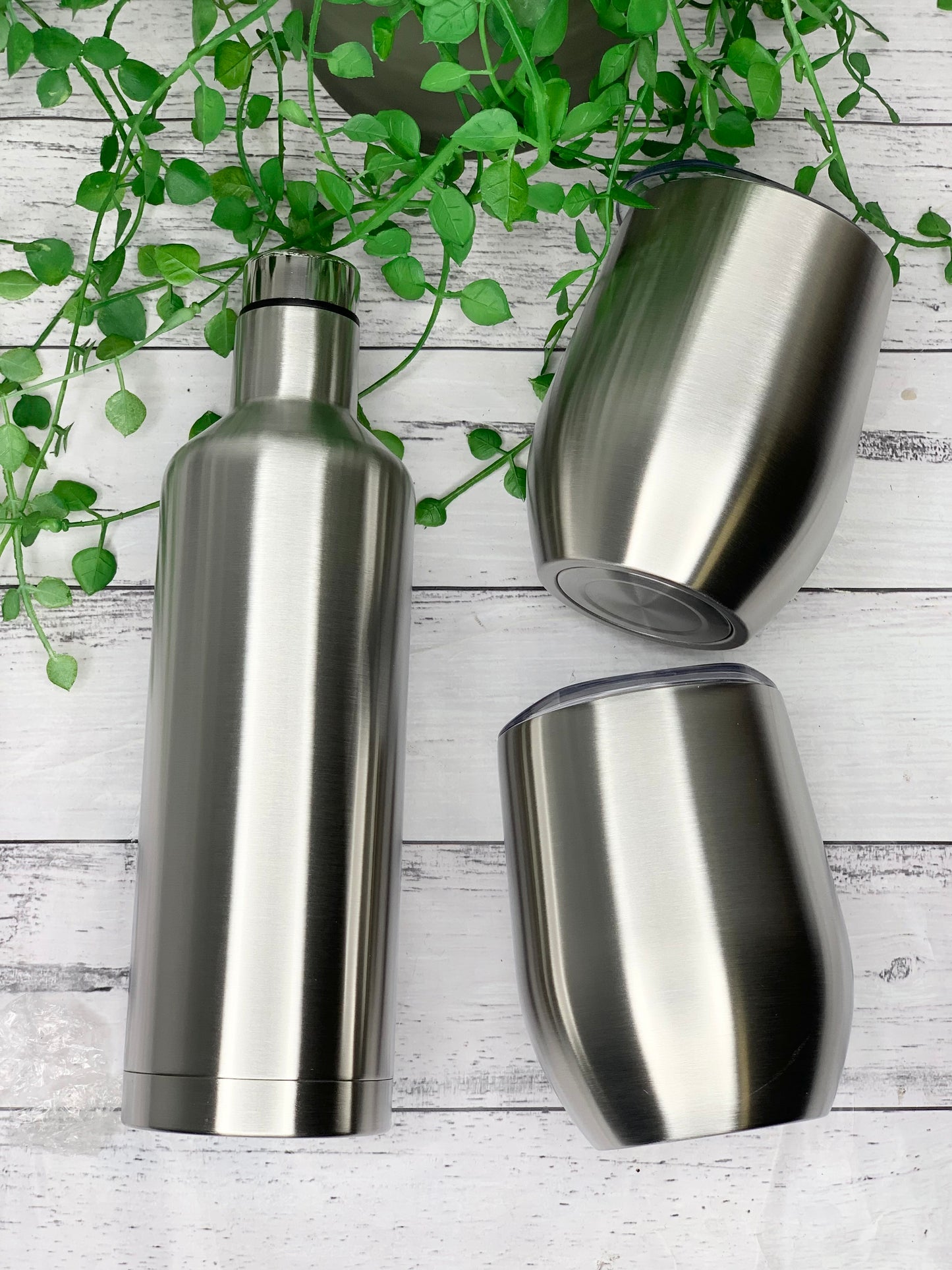Tumbler Wine Gift set/Stainless steel Insulated tumbler drink bottle cute gift set Silver Set