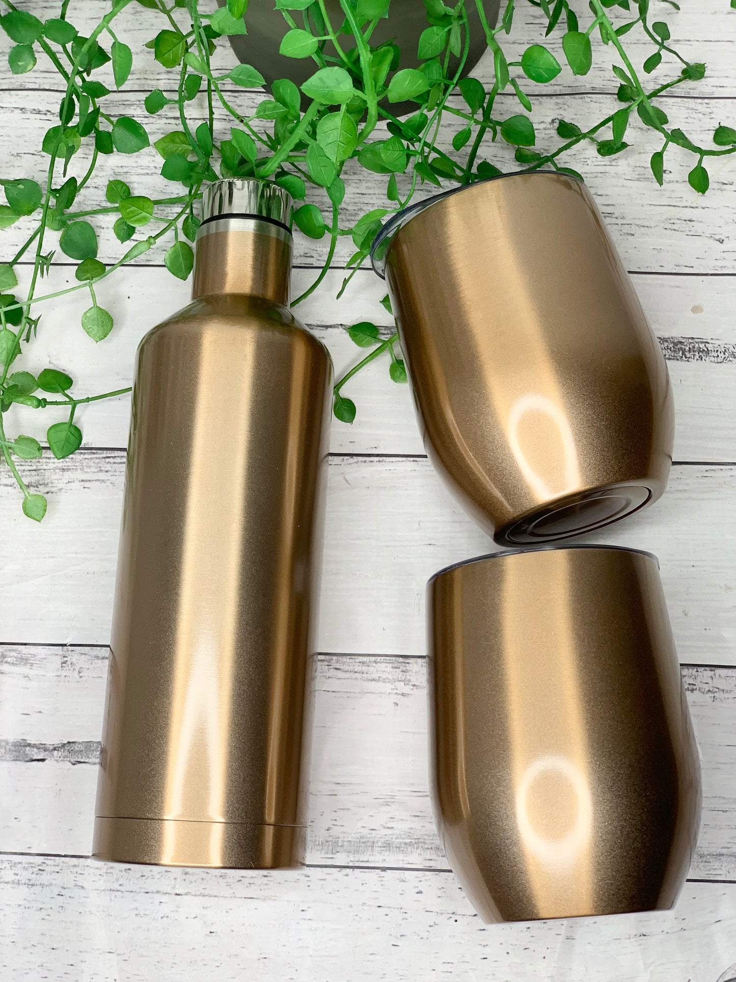 Tumbler Wine Gift set/Stainless steel Insulated tumbler drink bottle set Gold