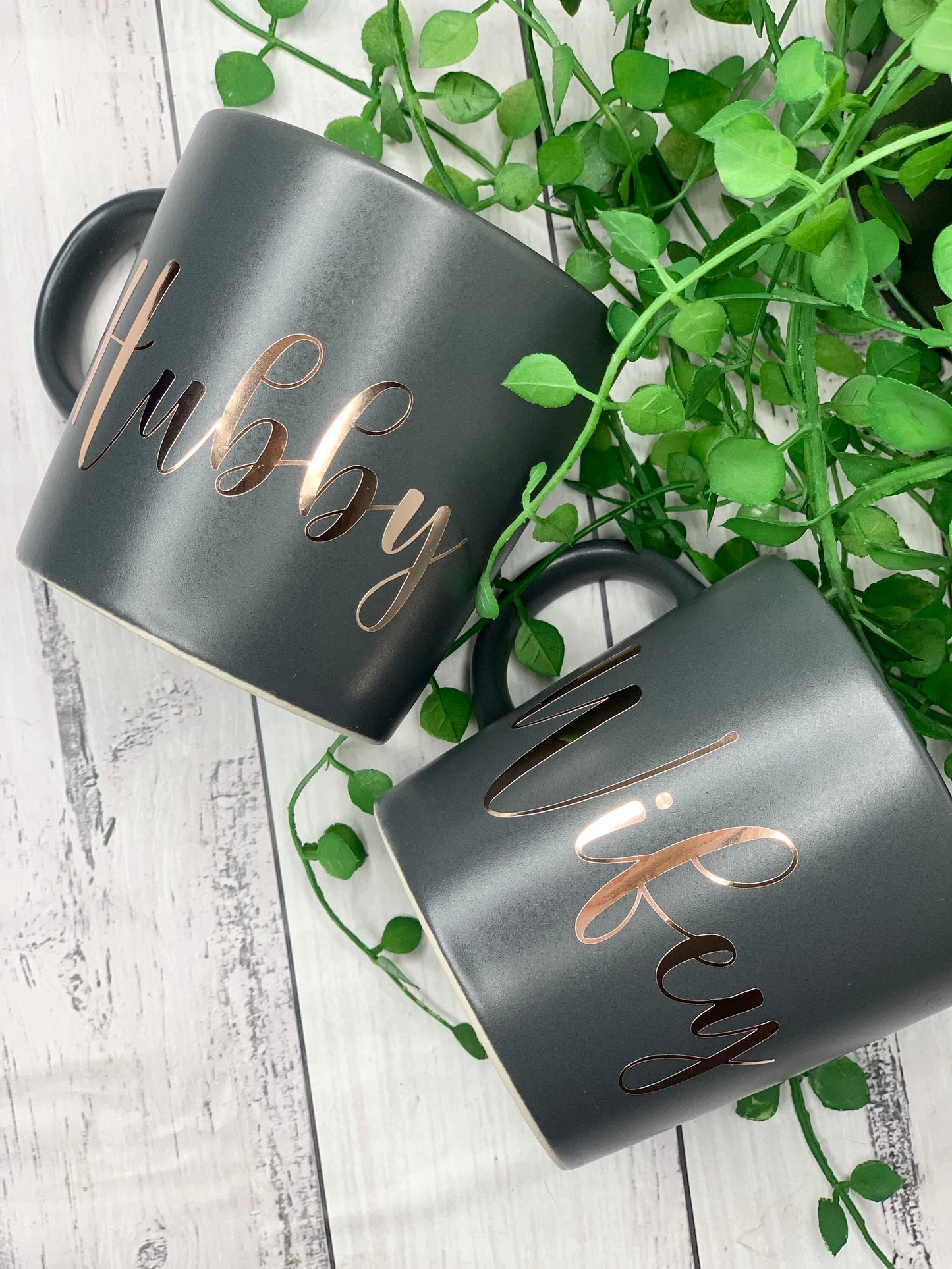 Hubby and wifey 300ml mug rose gold set