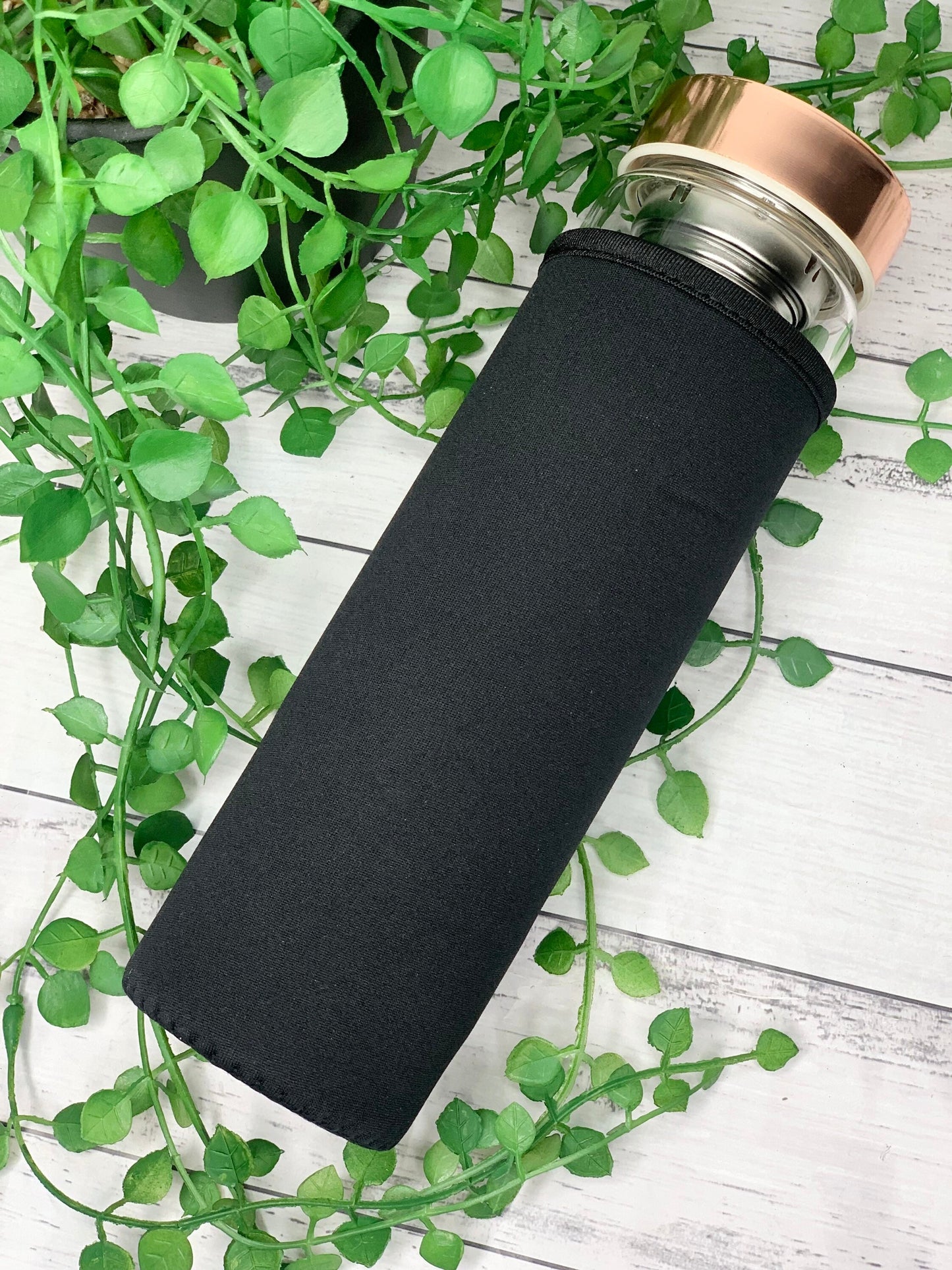 Amethyst crystal personalised name rose gold crystal water bottle with gemstone base and removable tea infuser