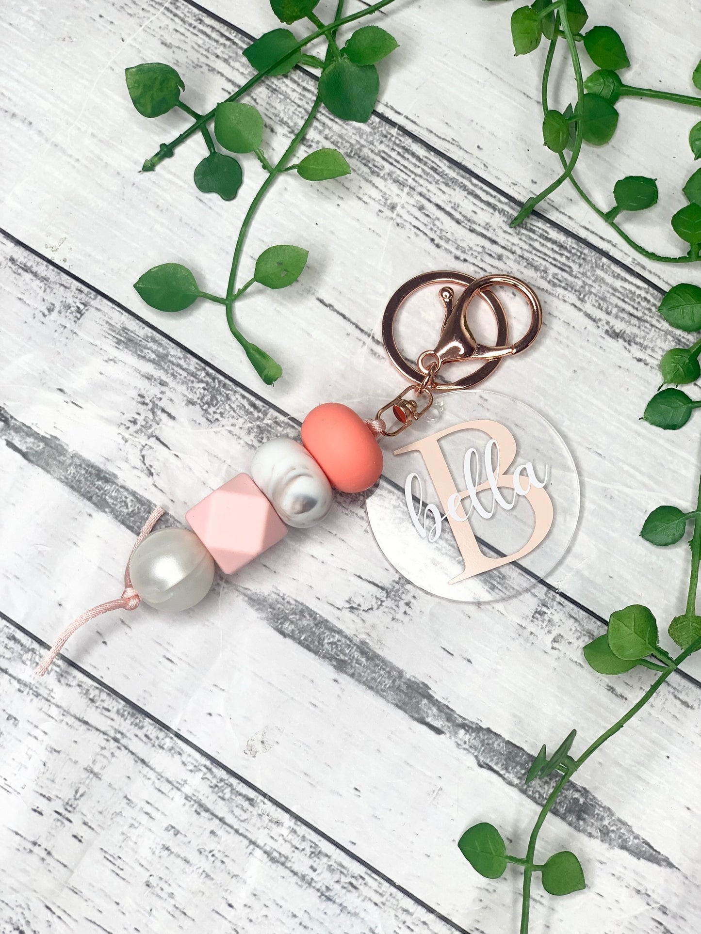 Personalised beaded keychain key ring Style 10