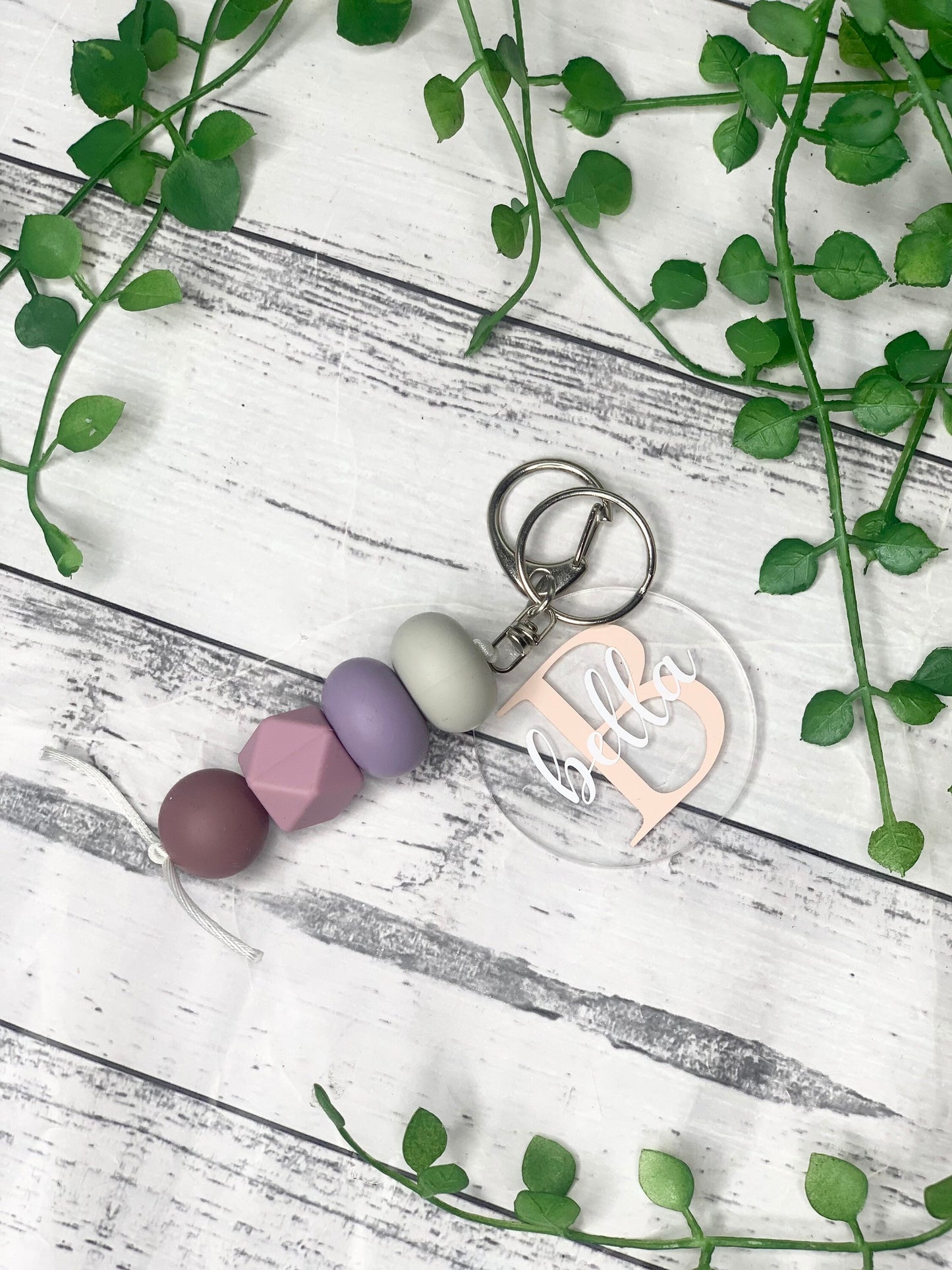 Personalised beaded keychain key ring Style 20