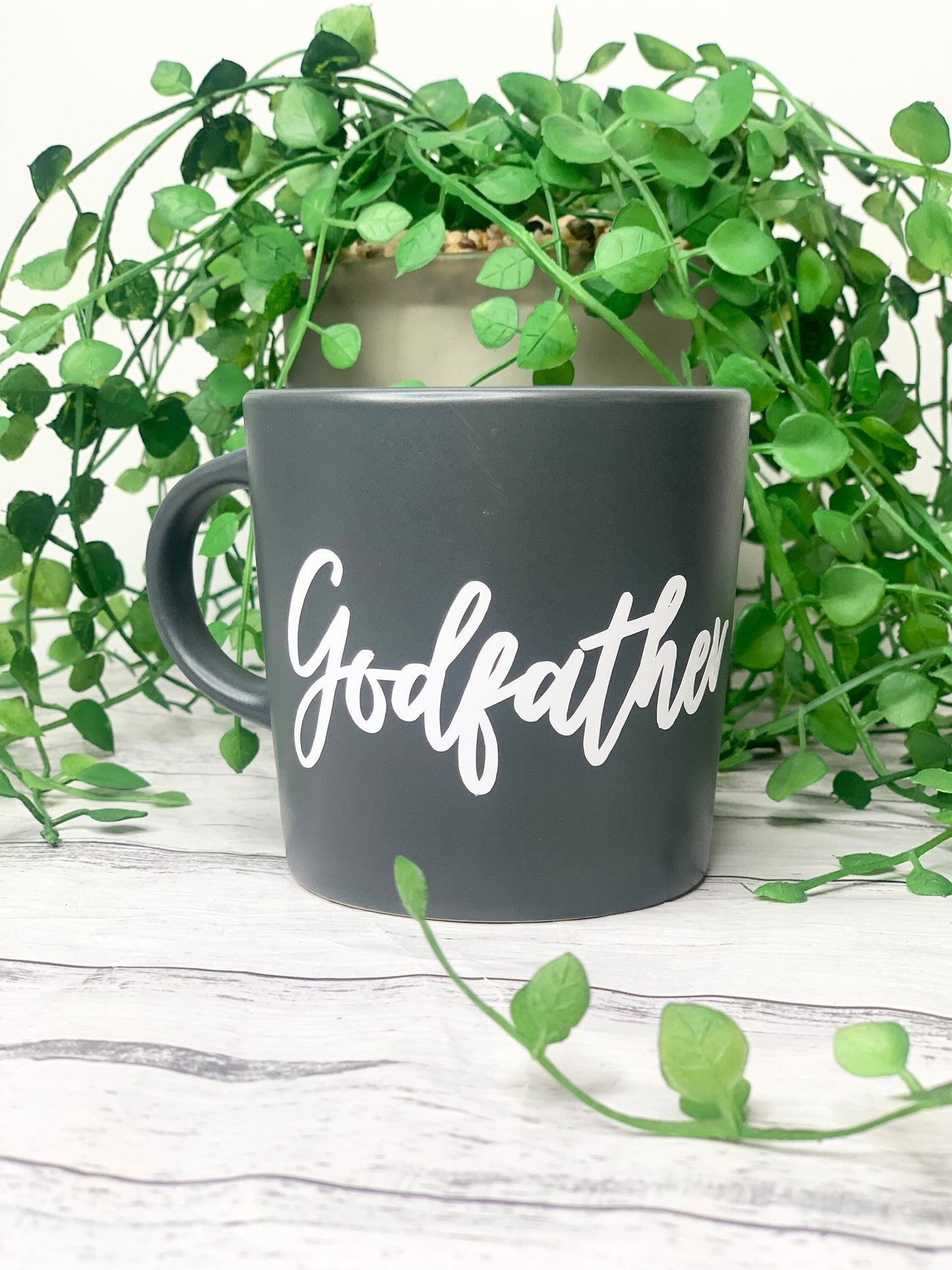 Godfather and Godmother  300ml dark grey mug couple gift