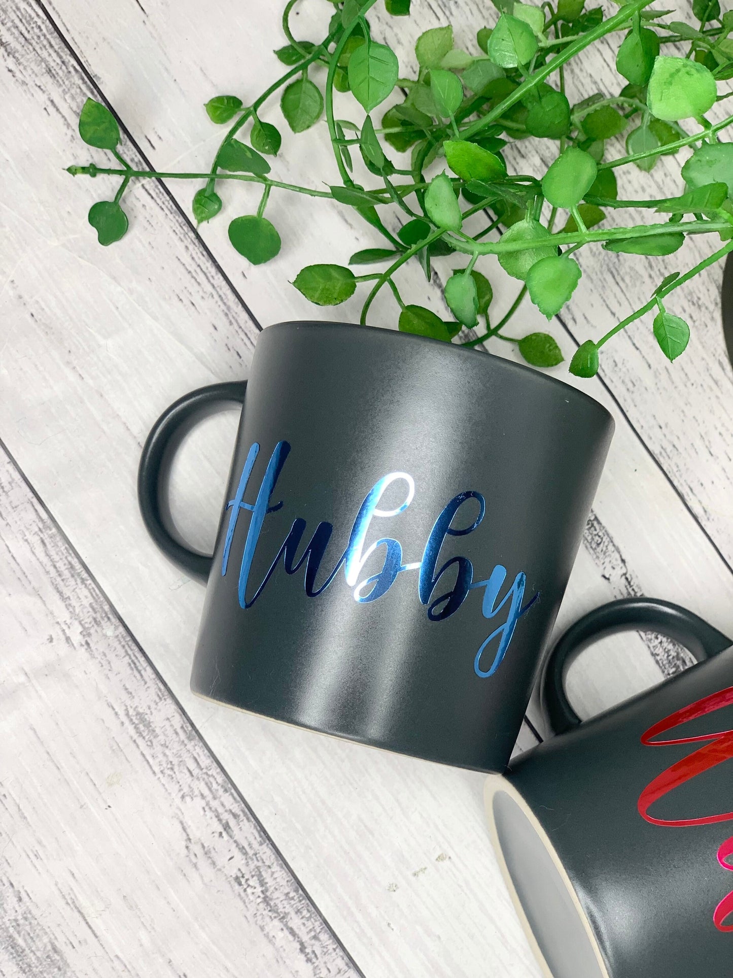 Hubby and wifey mug metallic Blue and Pink set