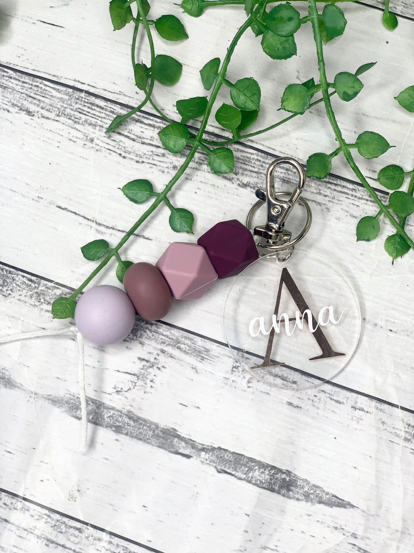 Personalised beaded keychain key ring Style 4