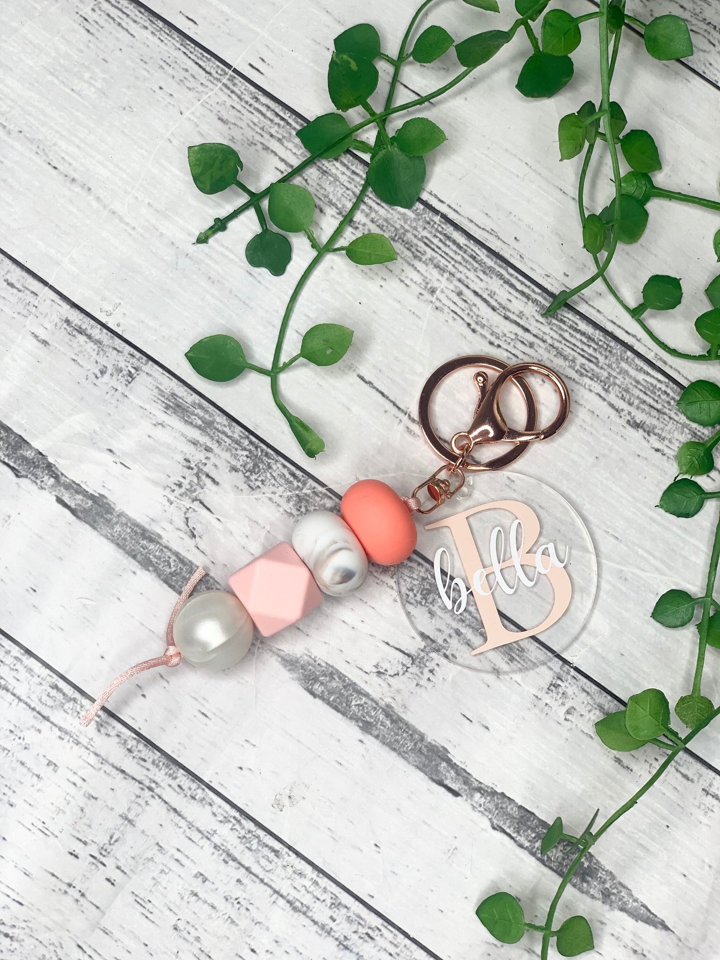 Personalised beaded keychain key ring Style 10