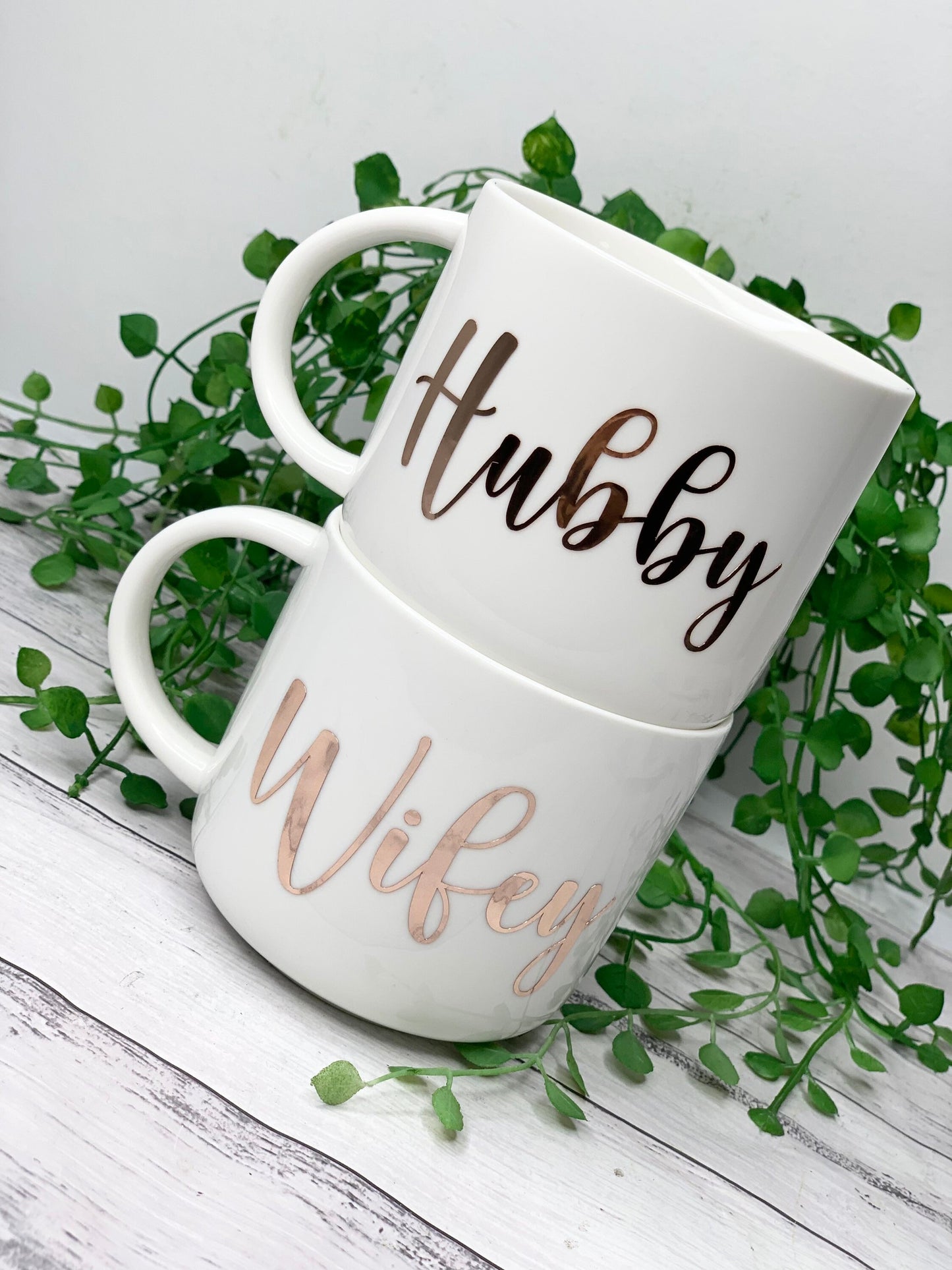 Hubby and wifey  440ml mugs coffee cups set couple gift set rose gold
