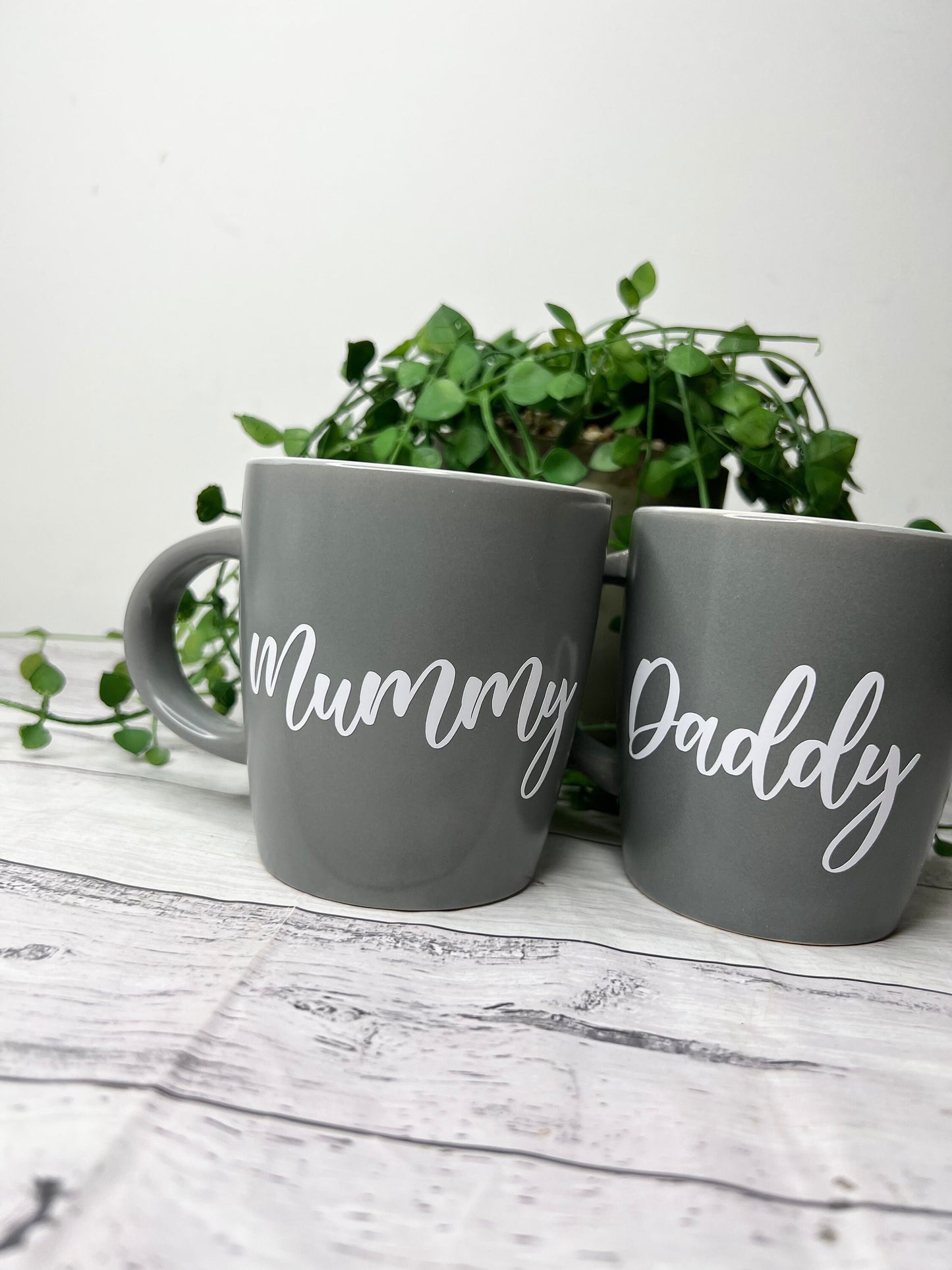 Mummy and Daddy Couple Grey With White writing Mug set 340Ml