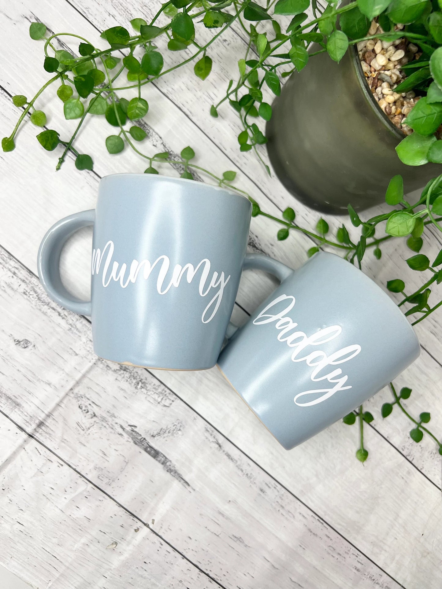 Mummy and Daddy Couple Blue With White writing Mug set 340Ml