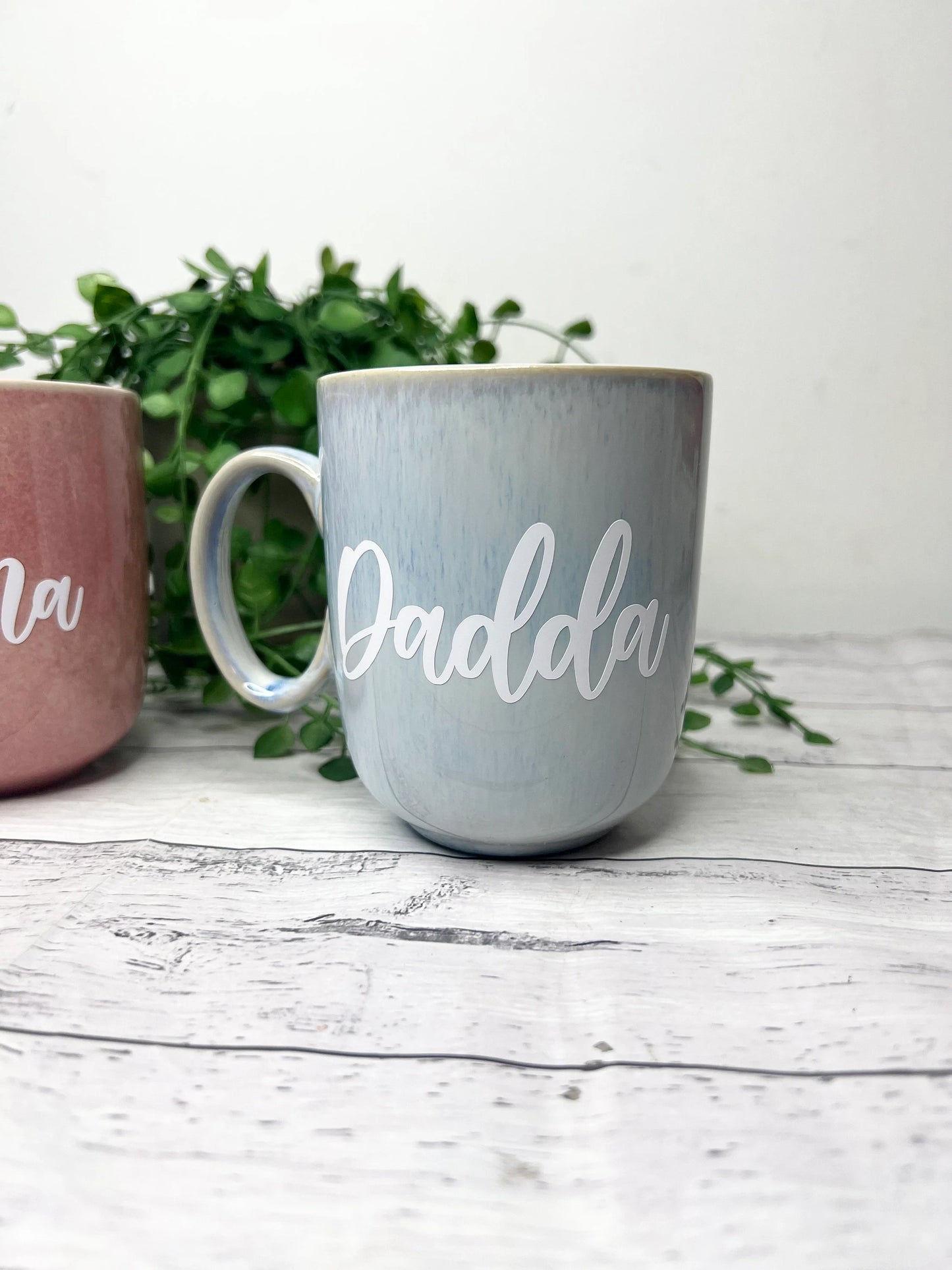 Mamma and Dadda Pink and Blue Mug with White writing Mug set 380ml