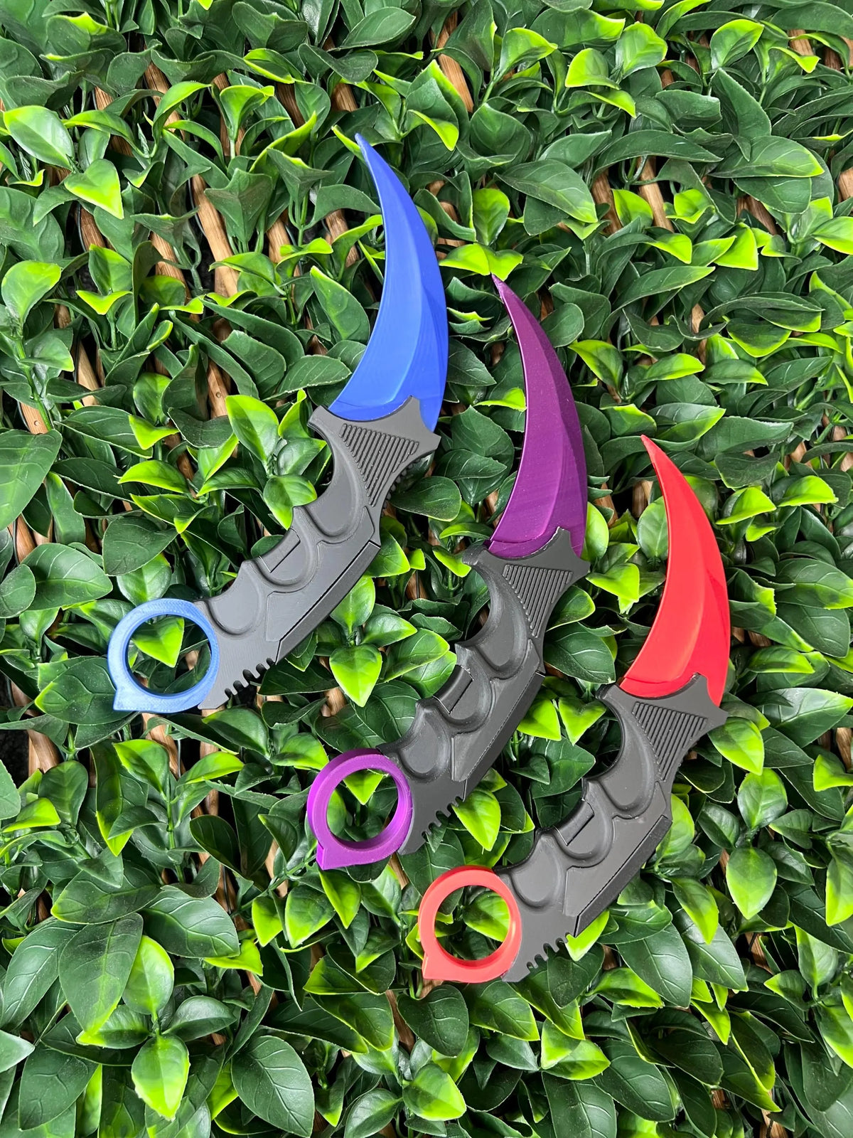 3pcs 3D Printed Karambit Cosplay Replica Prop Knife for Costume & Display
