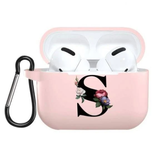 Air pods Pink floral initial case AIRPOD 1/2