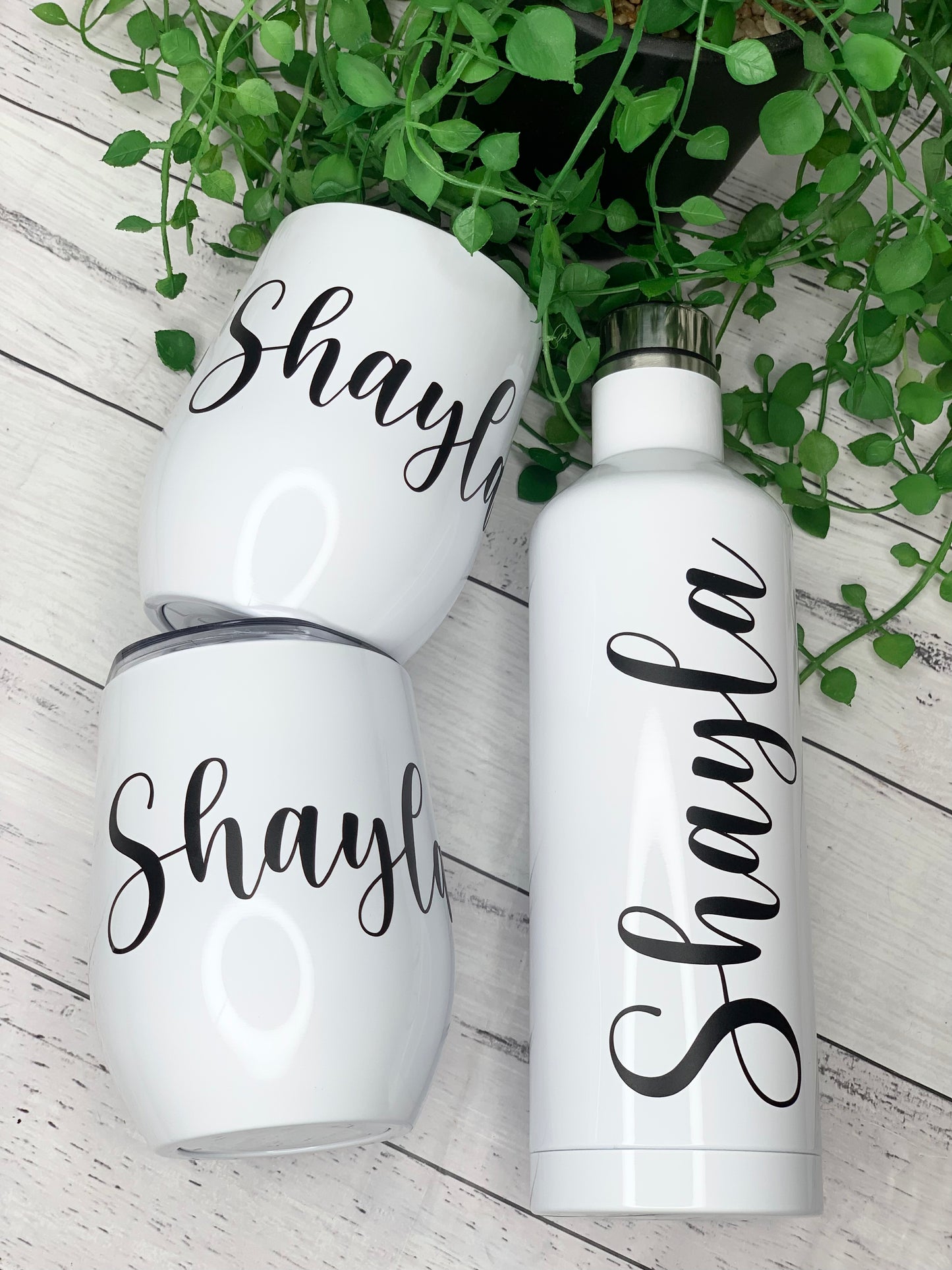 Tumbler Wine Gift set/Stainless steel Insulated tumbler drink bottle cute gift set White set