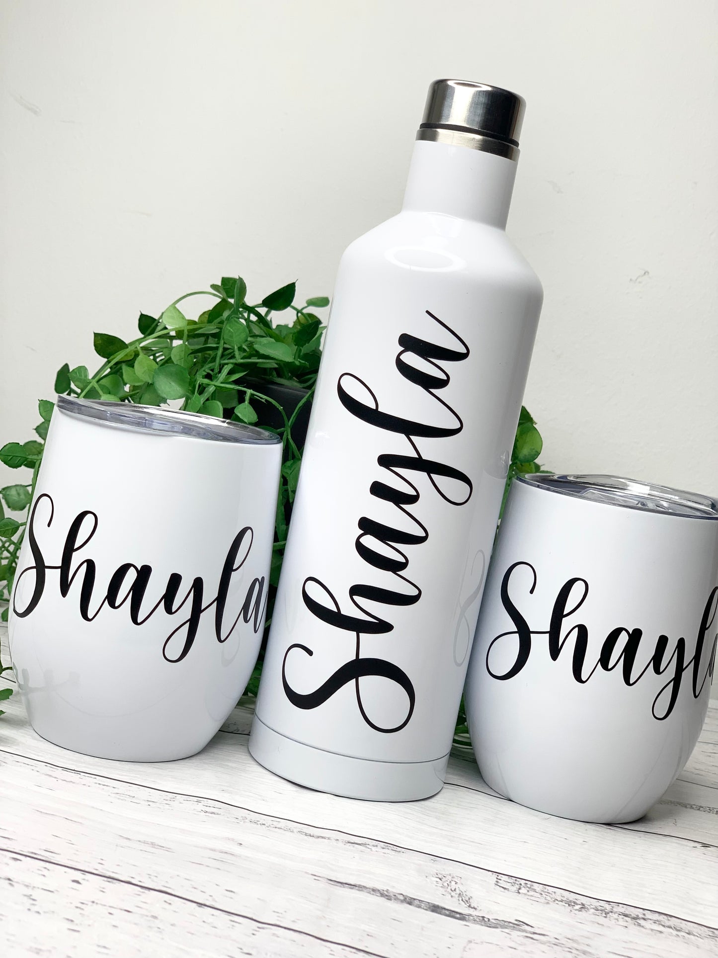 Tumbler Wine Gift set/Stainless steel Insulated tumbler drink bottle cute gift set White set