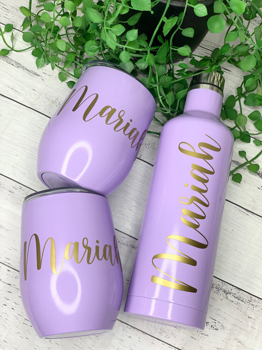Tumbler Wine Gift set/Stainless steel Insulated tumbler drink bottle cute gift set Purple
