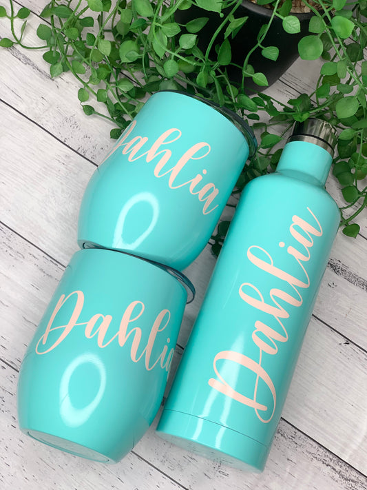 Tumbler Wine Gift set/Stainless steel Insulated tumbler drink bottle set Aqua