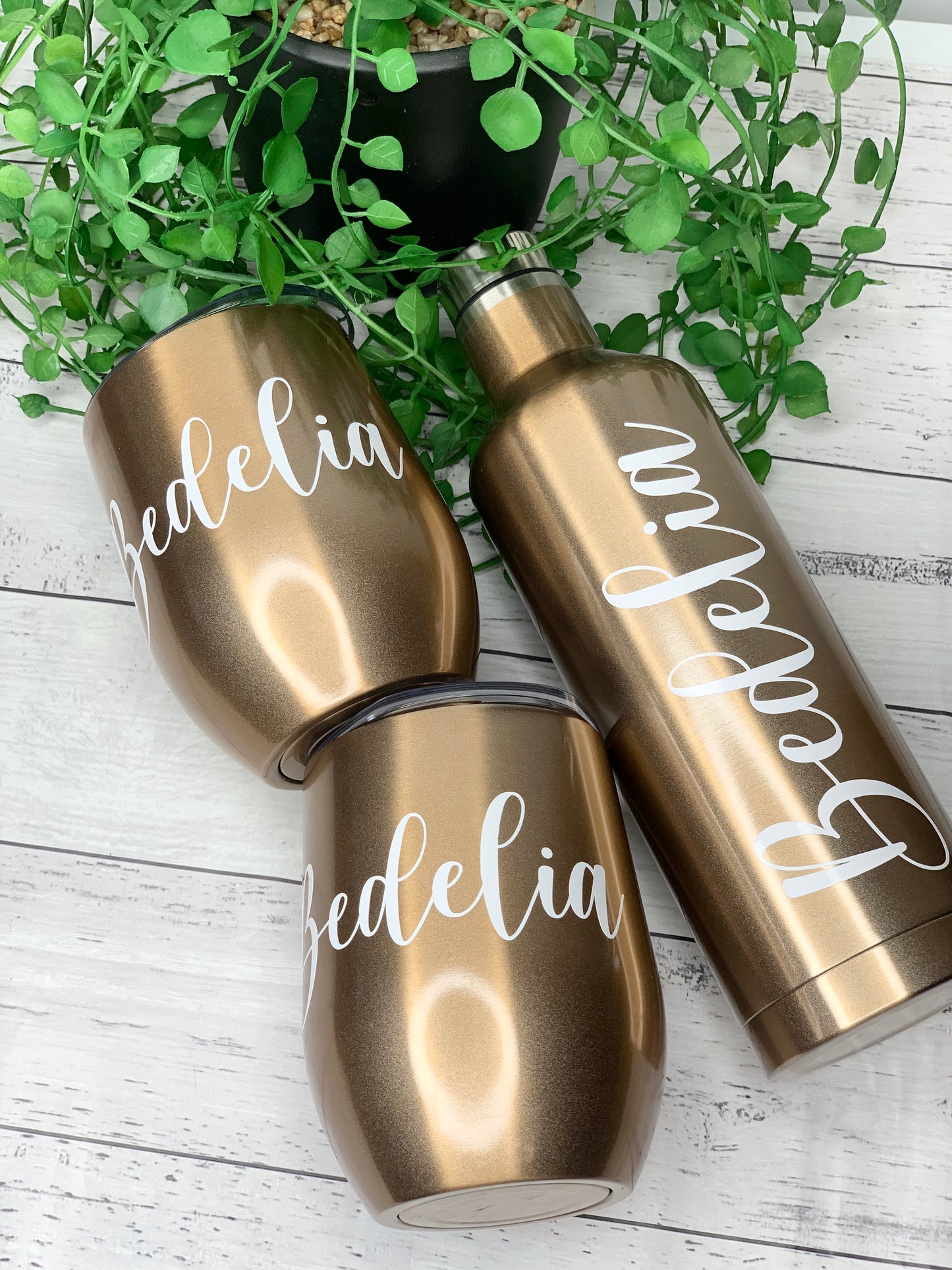 Tumbler Wine Gift set/Stainless steel Insulated tumbler drink bottle cute gift set Gold Set