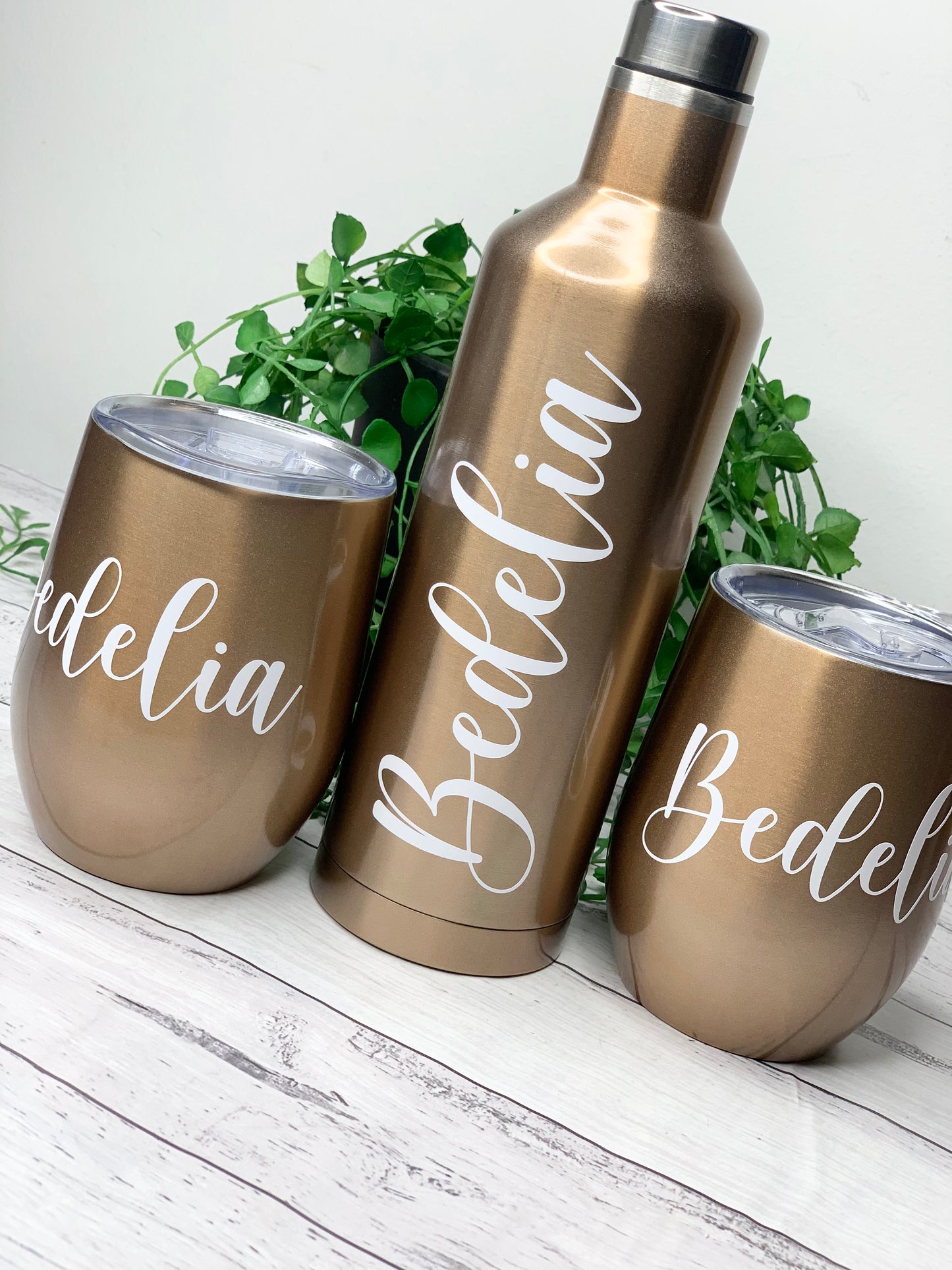 Tumbler Wine Gift set/Stainless steel Insulated tumbler drink bottle cute gift set Gold Set