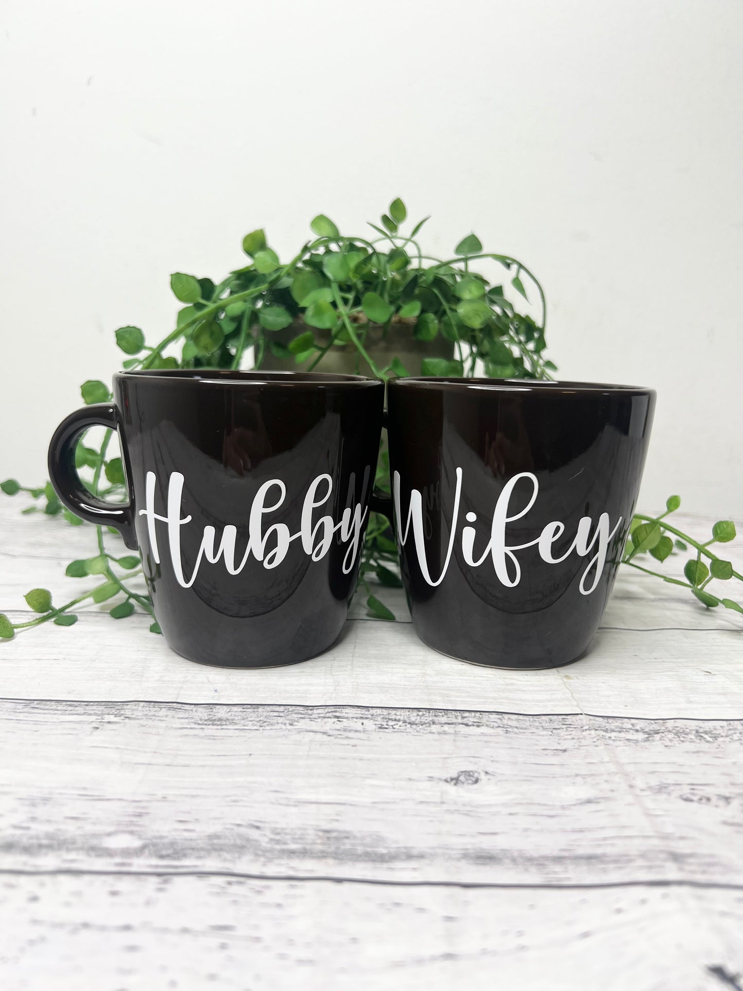 Hubby and wifey mug couple set Brown coffee cup