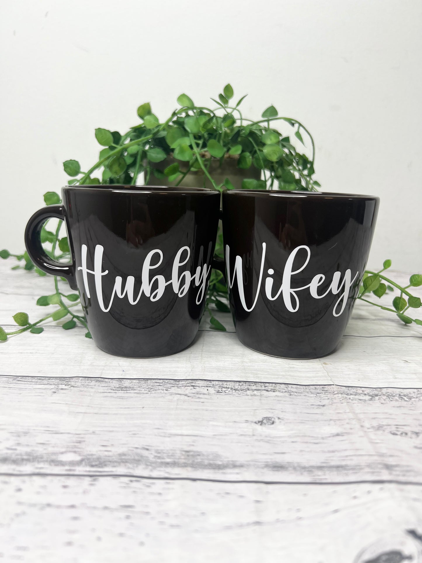 Hubby and wifey mug couple set Brown coffee cup