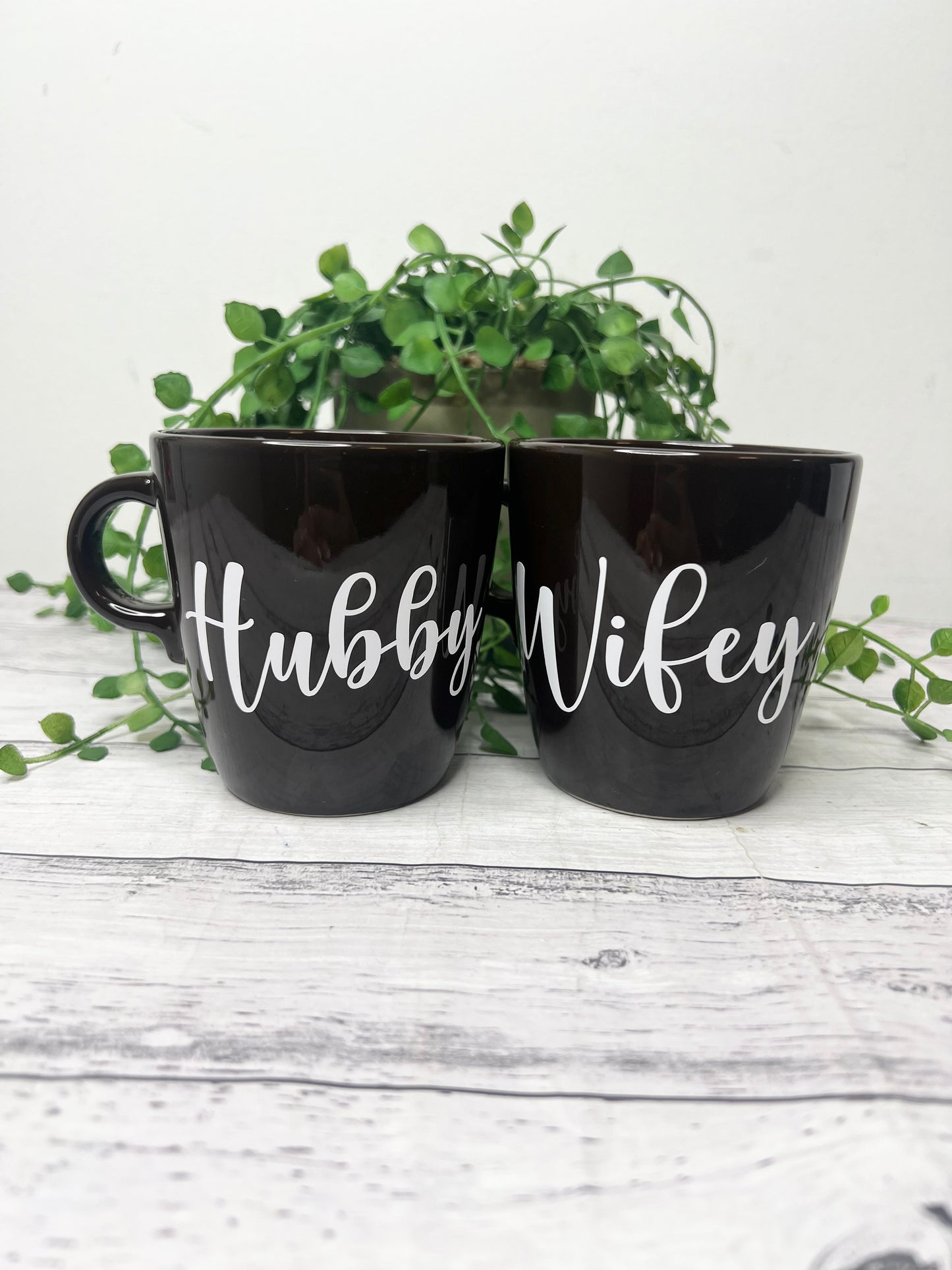 Hubby and wifey mug couple set Brown coffee cup