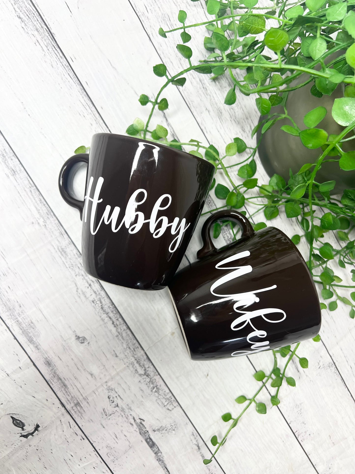 Hubby and wifey mug couple set Brown coffee cup