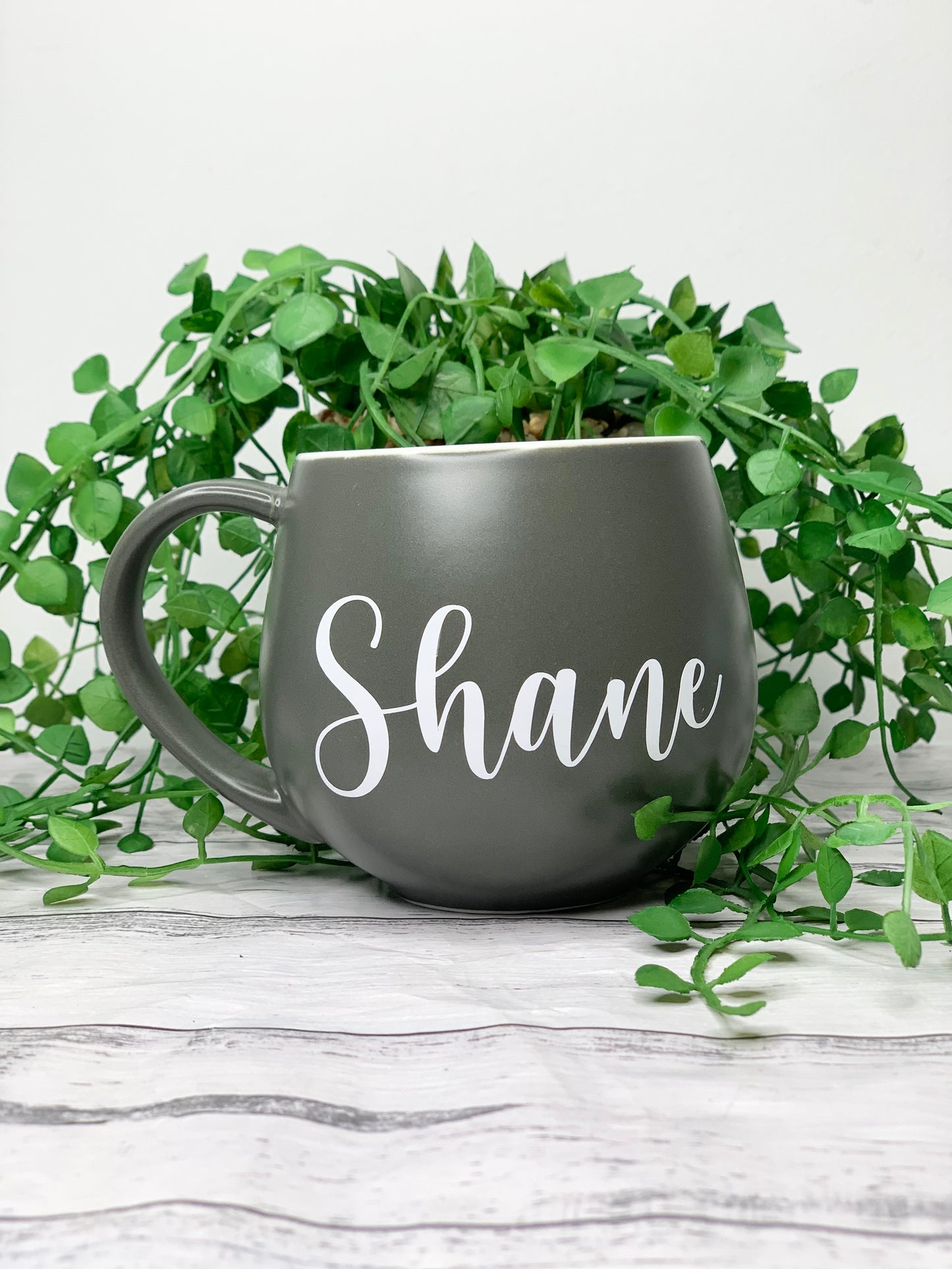 Personalised Charcoal hug mugs names 450ml Gift snug mug