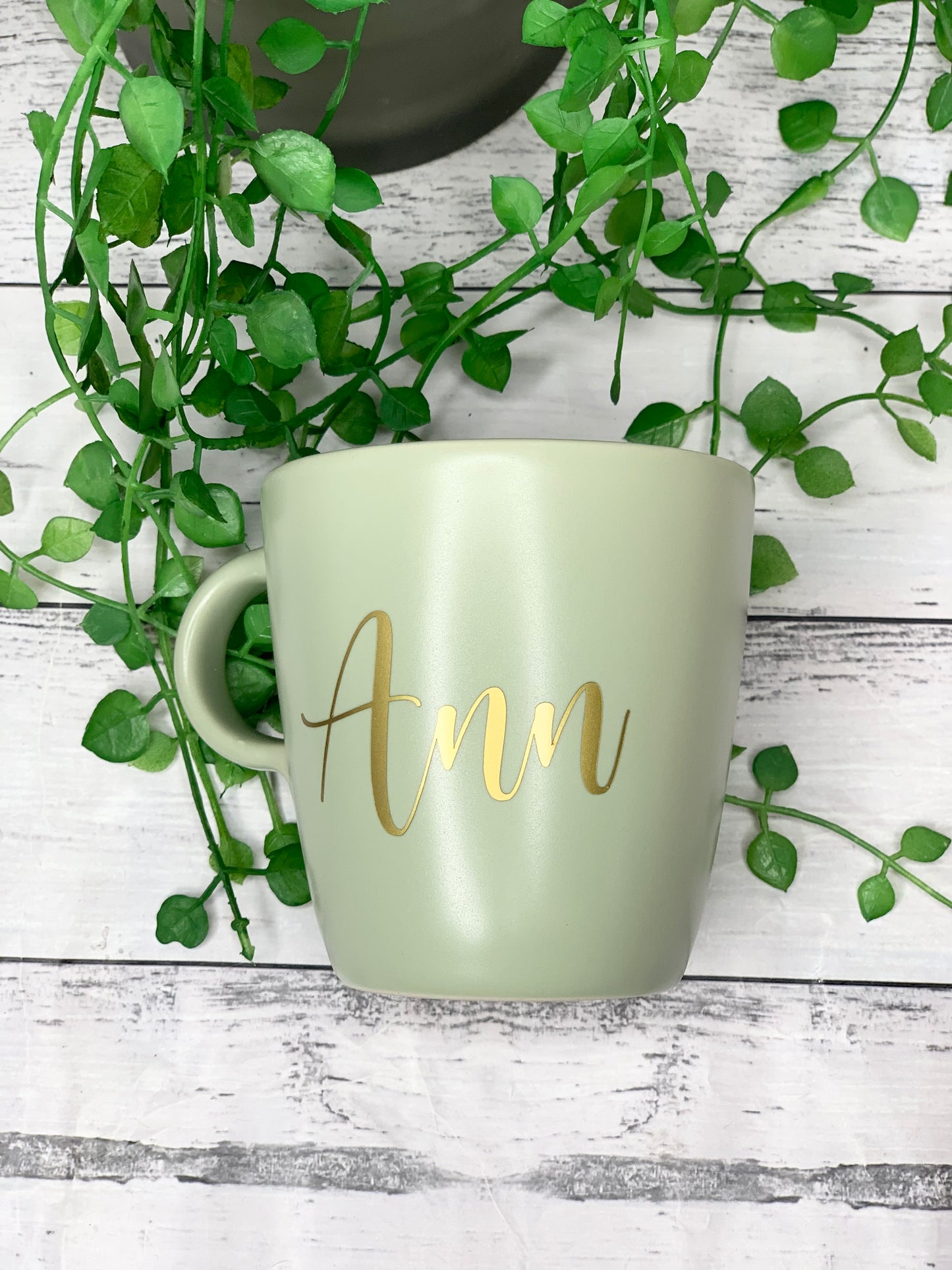 Personalised 370ml Name Mug Green