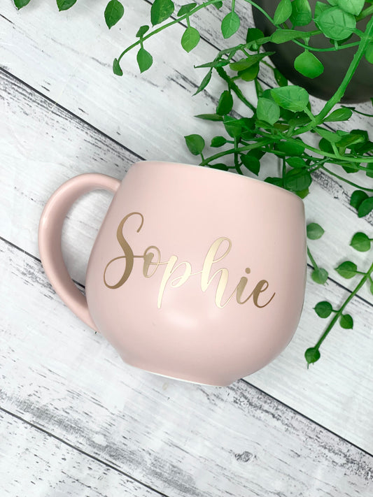 Personalised Pink hug mugs names 450ml Gift snug mug