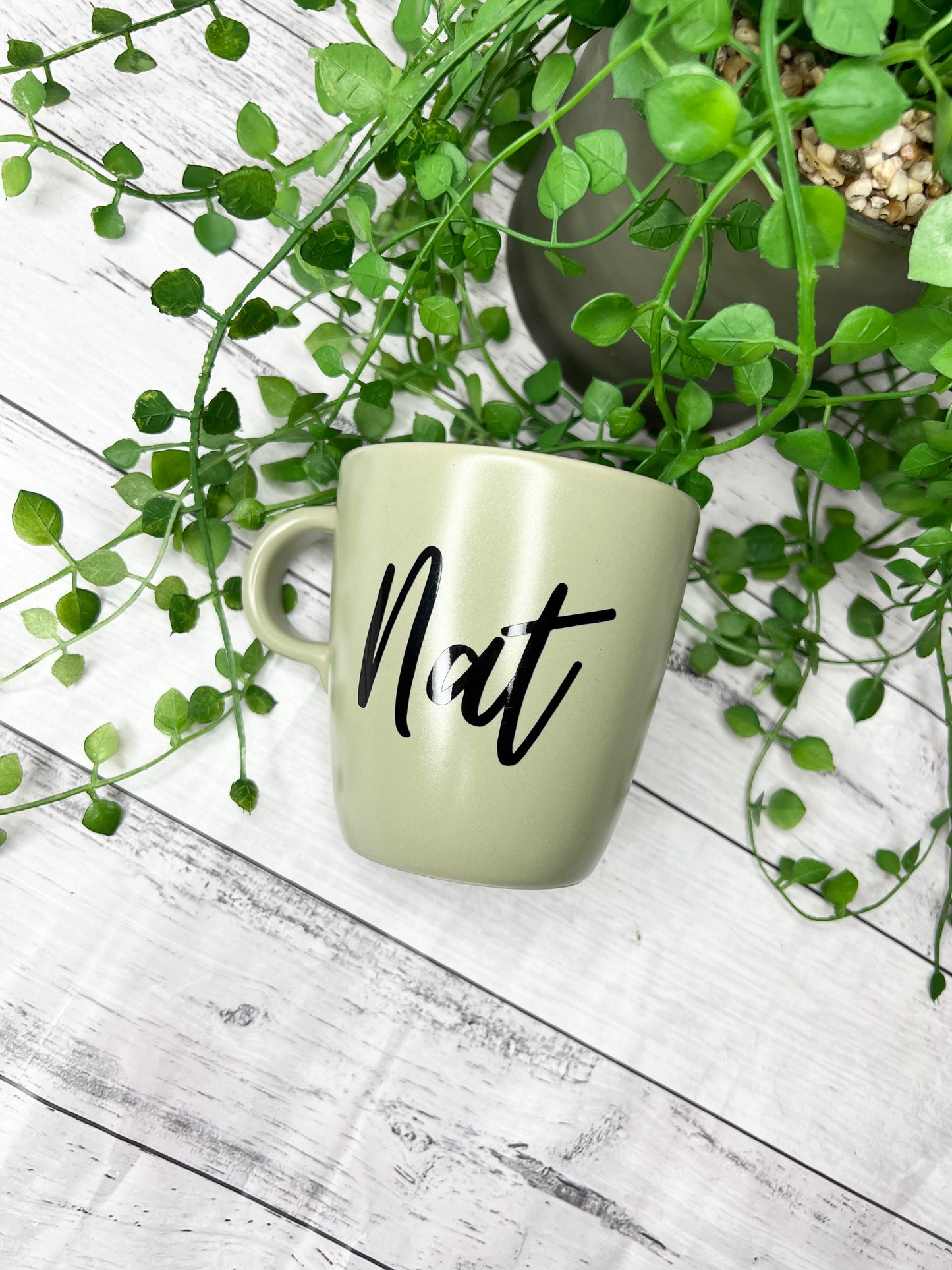 Personalised 370ml Name Mug Green
