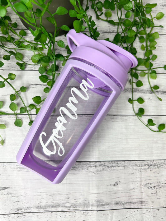 Personalised Purple 600ml Shaker Bottle Protein Sport Fitness with Shaker